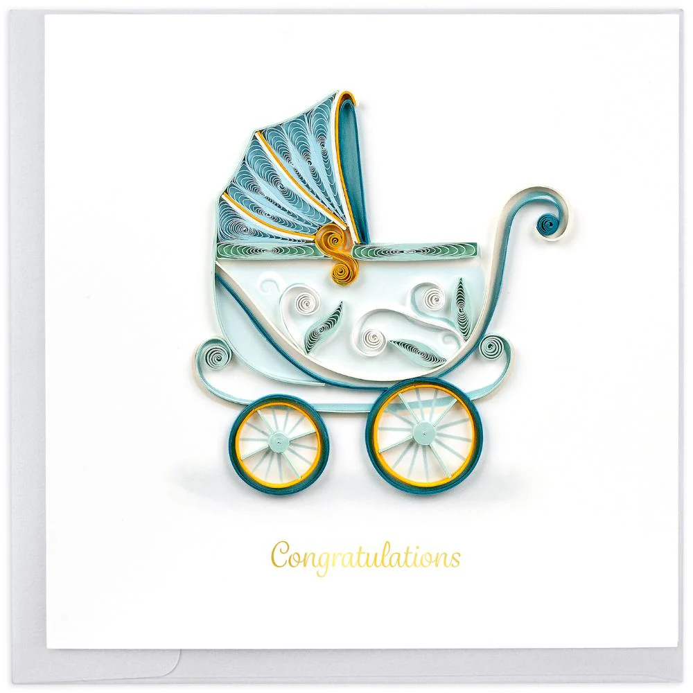 Baby Buggy Quilled Greeting Card