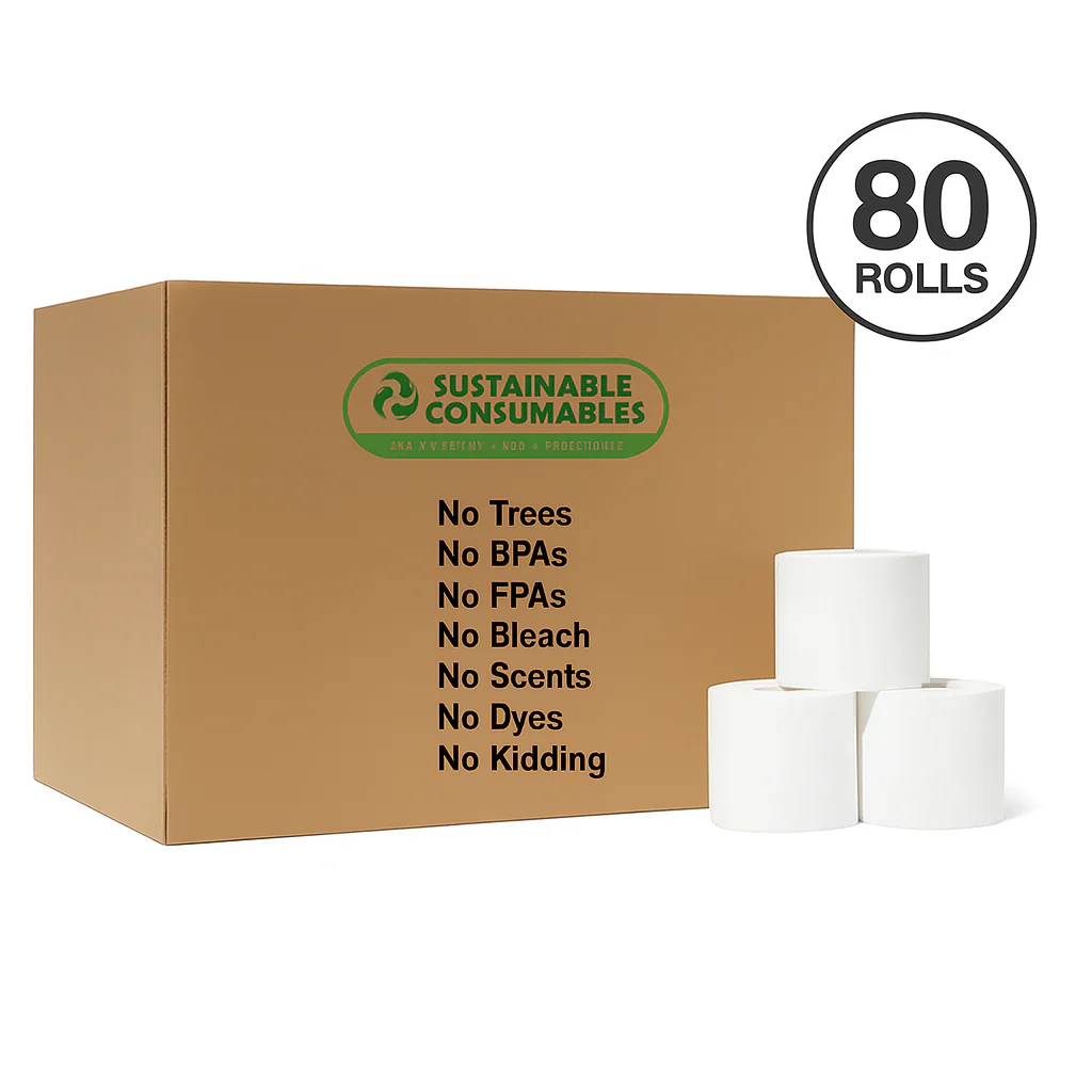 Bamboo Toilet Paper – 80 Rolls, 2-Ply, 550 Sheets, Bulk Supply for Business, Commercial & Schools