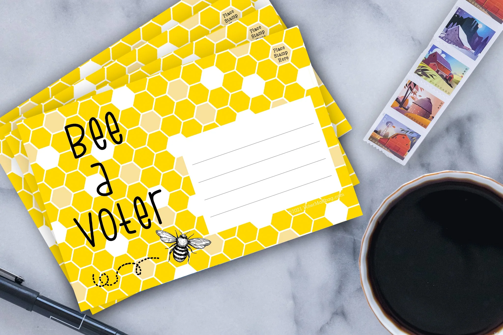 Bee A Voter – Blank 4x6 Voter Postcards | Voter Mailbag - Image 3