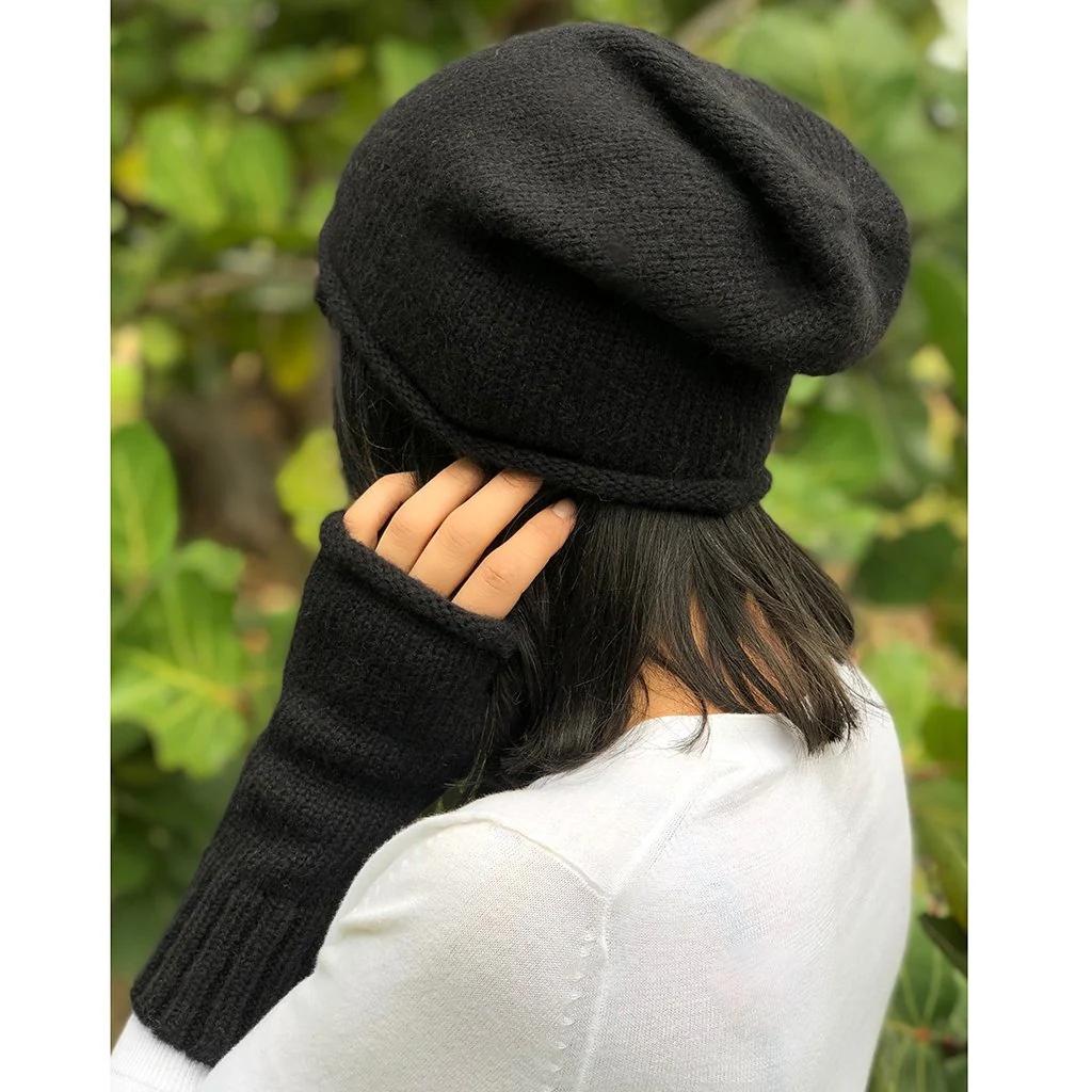 Black Essential Knit Alpaca Gloves - Image 2