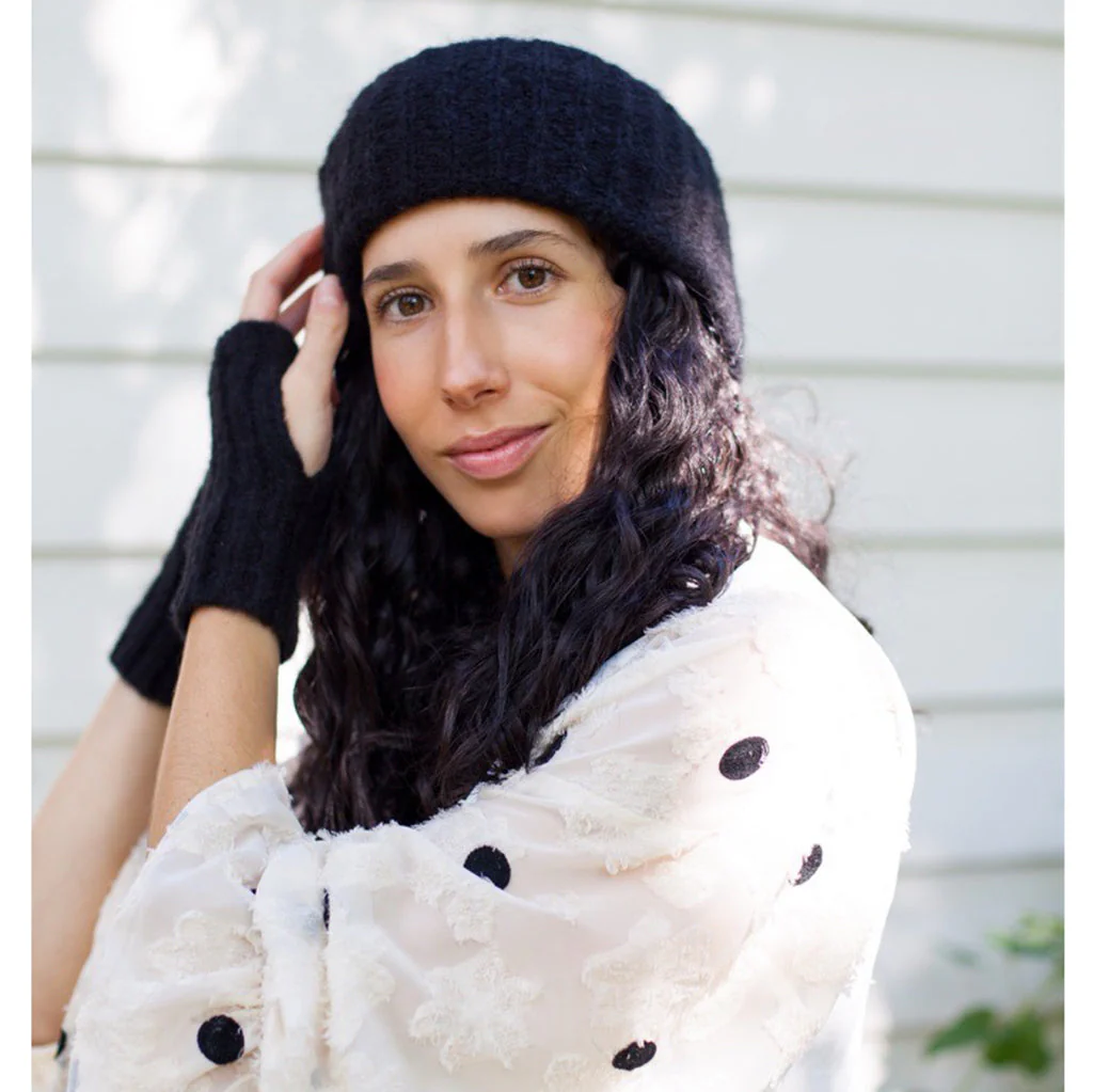 Black Ribbed Alpaca Ear Warmer - Image 2
