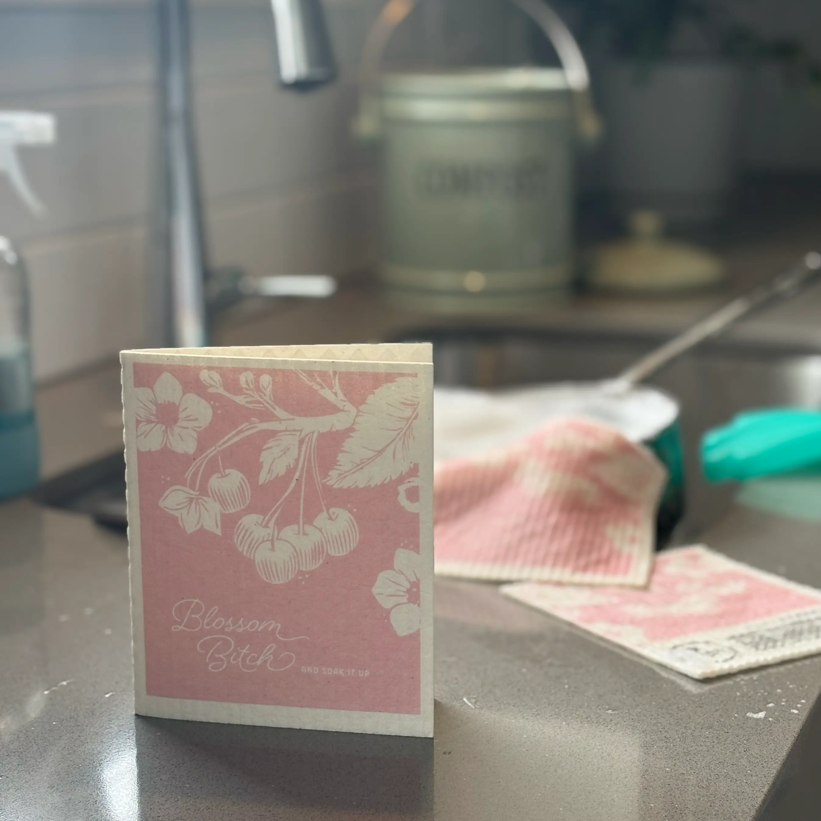 Blossom Bitch Greeting Card Turns Swedish Sponge Cloth | Soak iT Up Clard® - Image 2