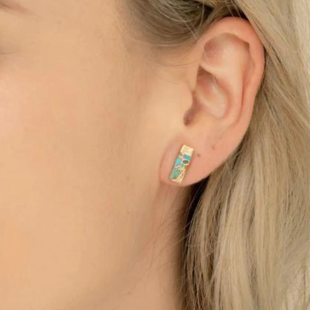 Brayden Turquoise Stud Earrings - Image 4
