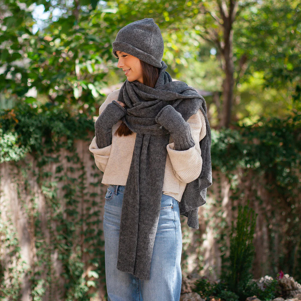 Charcoal Essential Knit Alpaca Gloves - Image 4