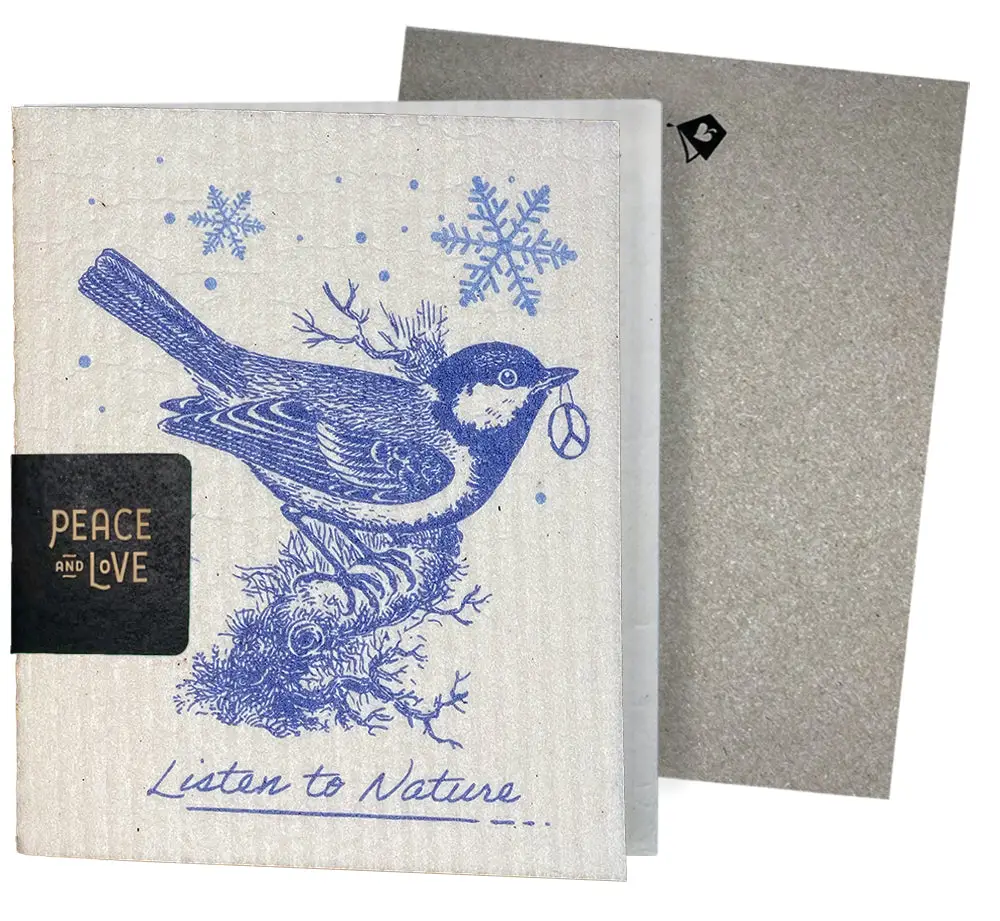 Eco-Greeting Chickadee Etching Turn to Cleaning Cloths |Soak iT Up Clards®