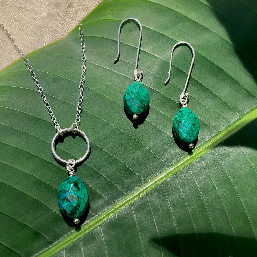Chrysocolla Drop Earrings - Image 2