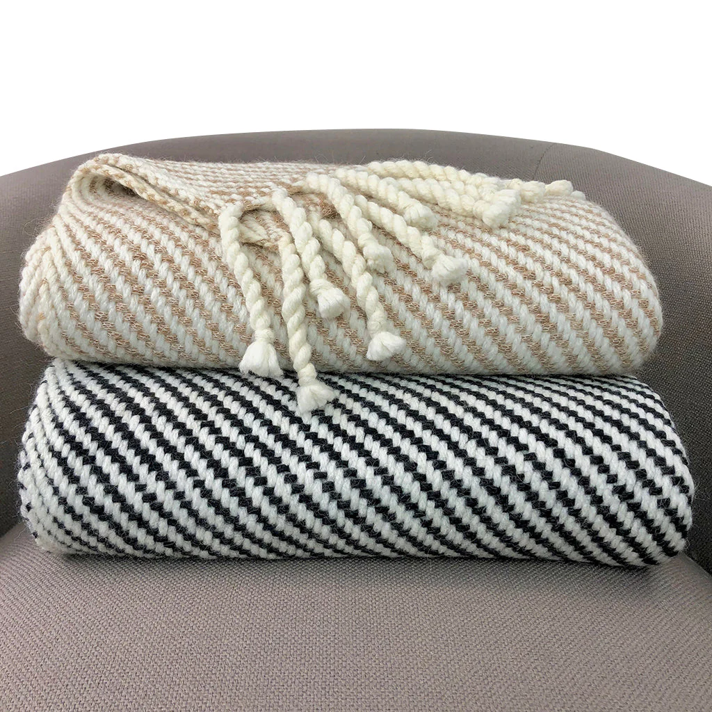 Chunky Camel Stripe Alpaca Throw - Image 4