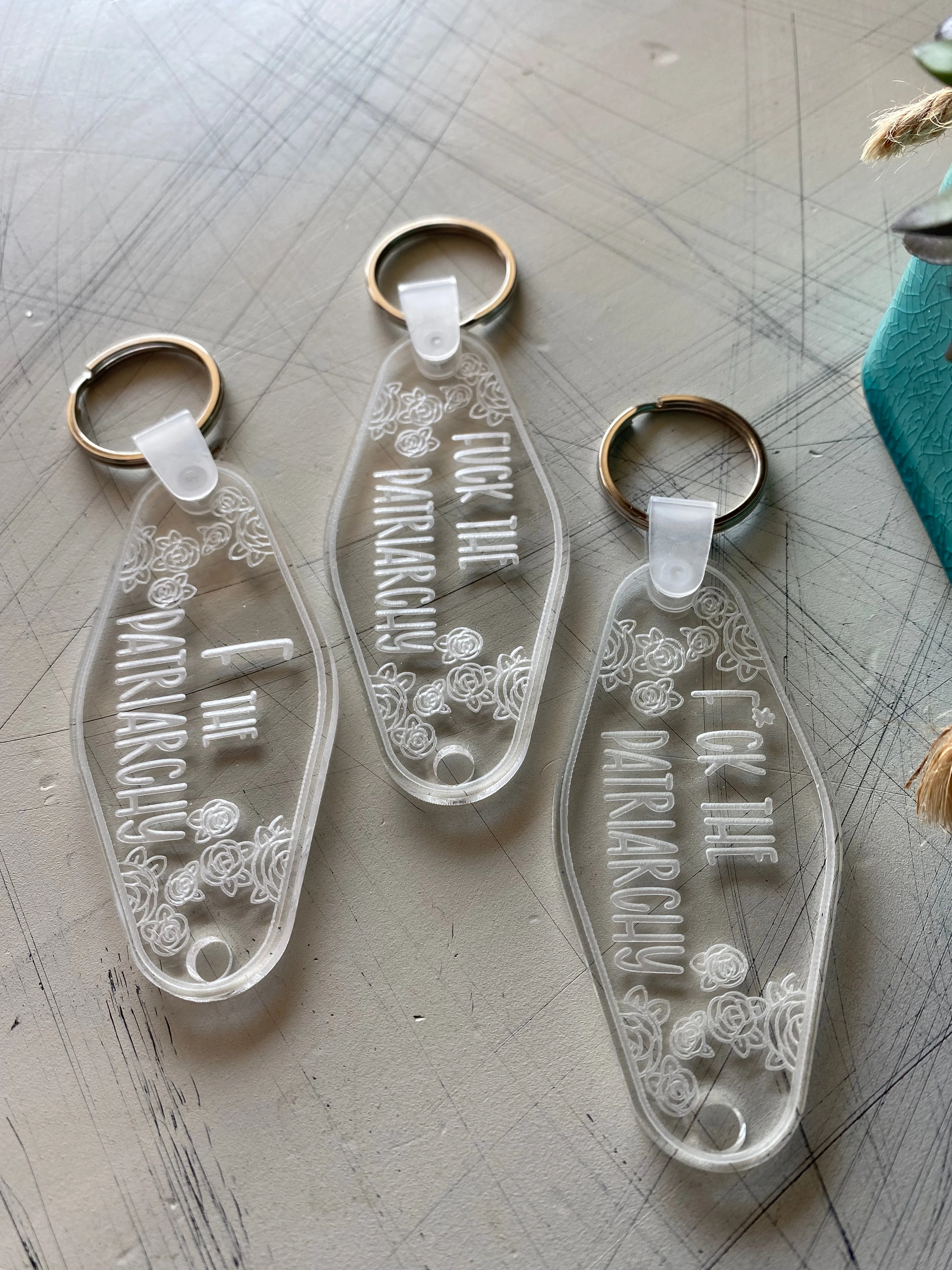 F the Patriarchy - Clear Motel-style Keychain - Image 3