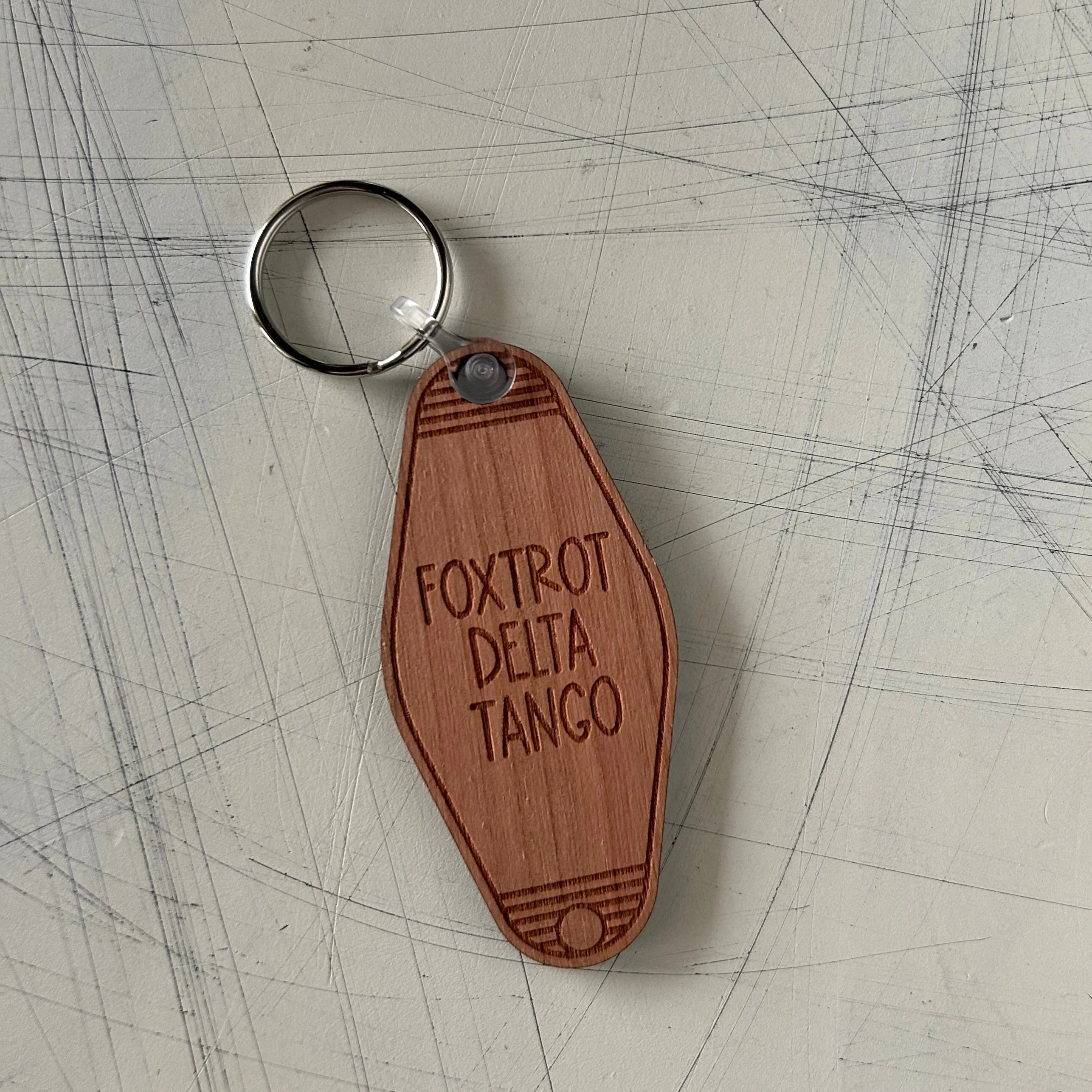 Foxtrot Delta Tango - Wood Motel-style Keychain - Image 3