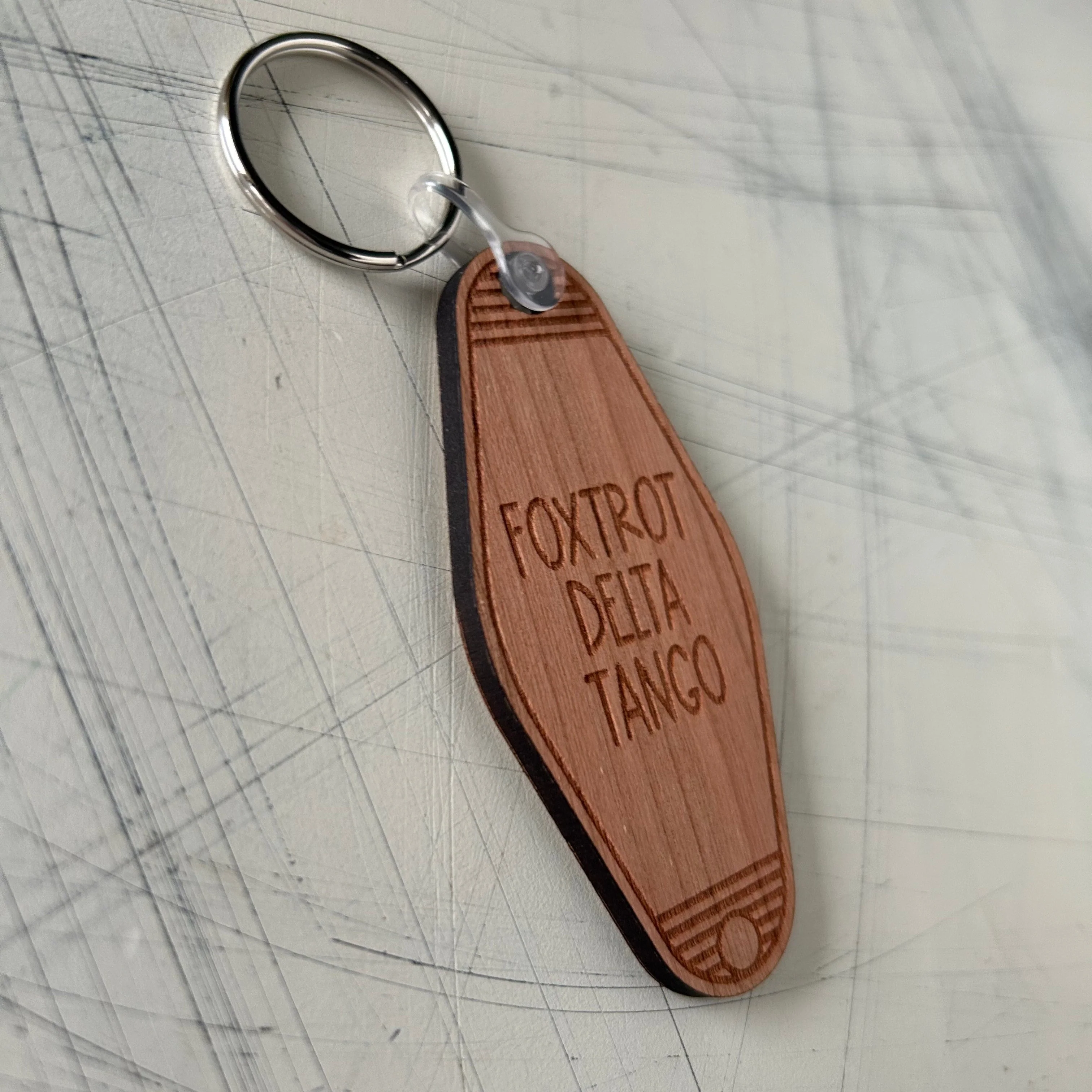 Foxtrot Delta Tango - Wood Motel-style Keychain - Image 4