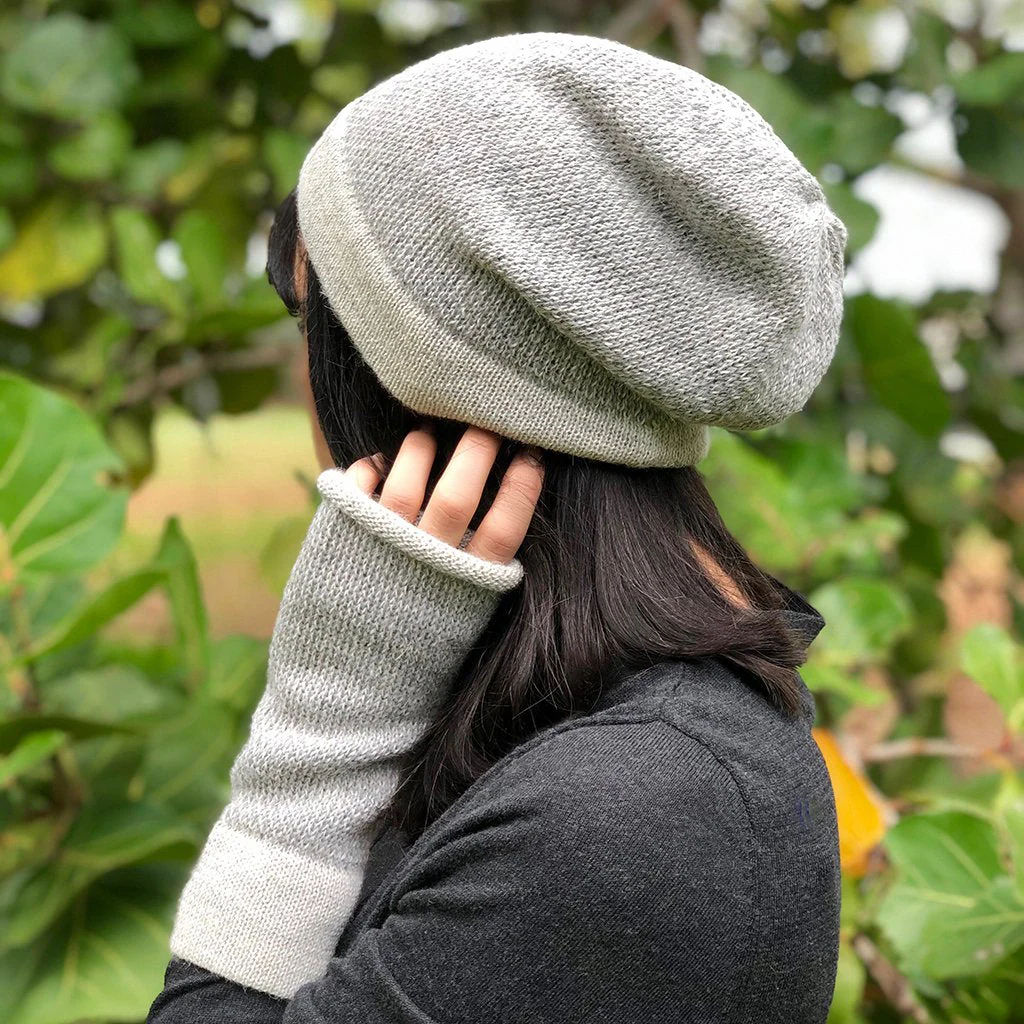 Gray Interwoven Alpaca Beanie - Image 2