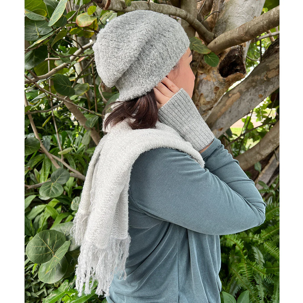 Gray Loop Knit Alpaca Beanie - Image 2