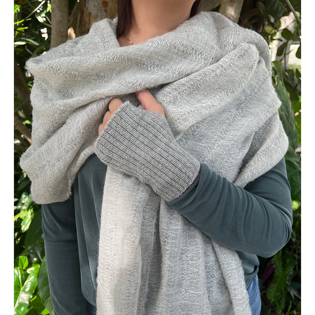 Gray Loop Knit Alpaca Scarf - Image 2