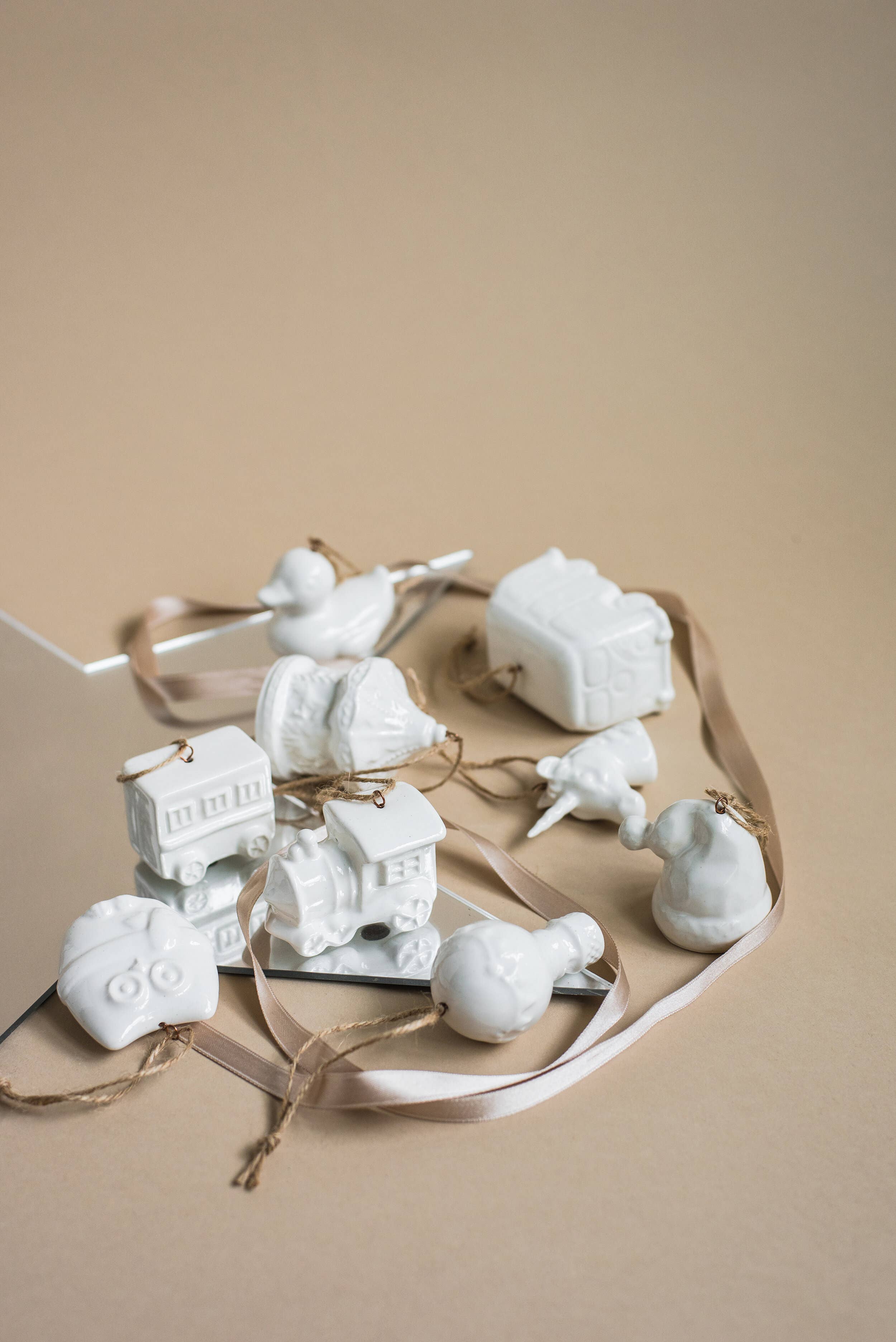 Handmade Porcelain Christmas Ornaments: Santa hat - Image 2