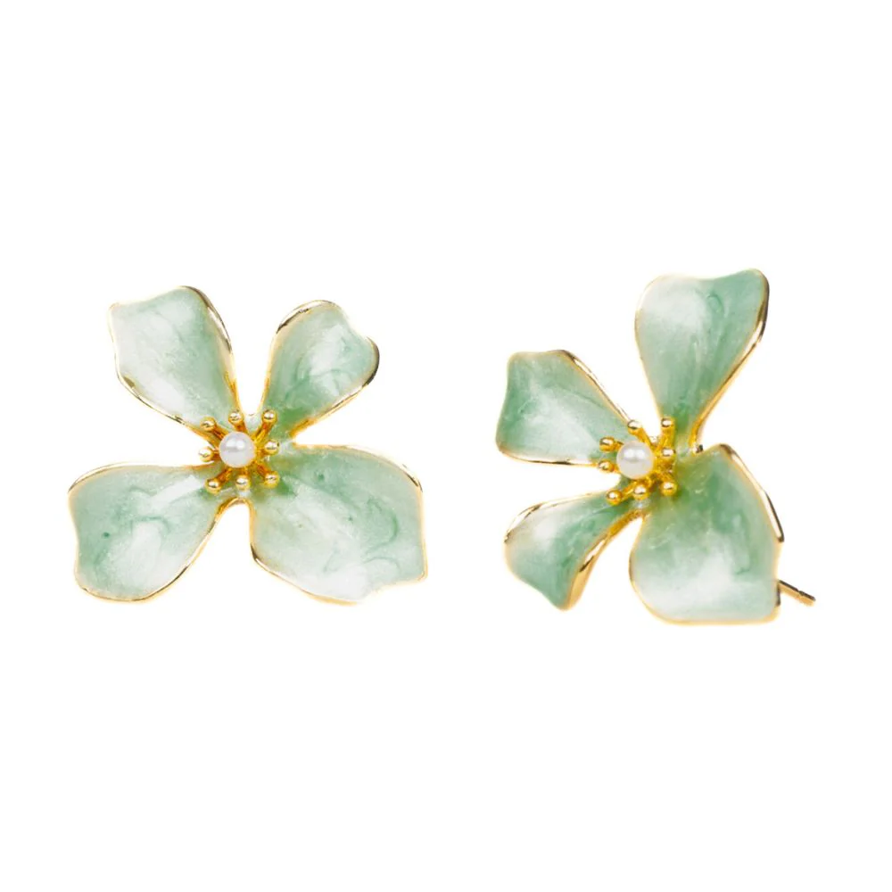 Hope in Bloom Flower Post Earrings - Mint
