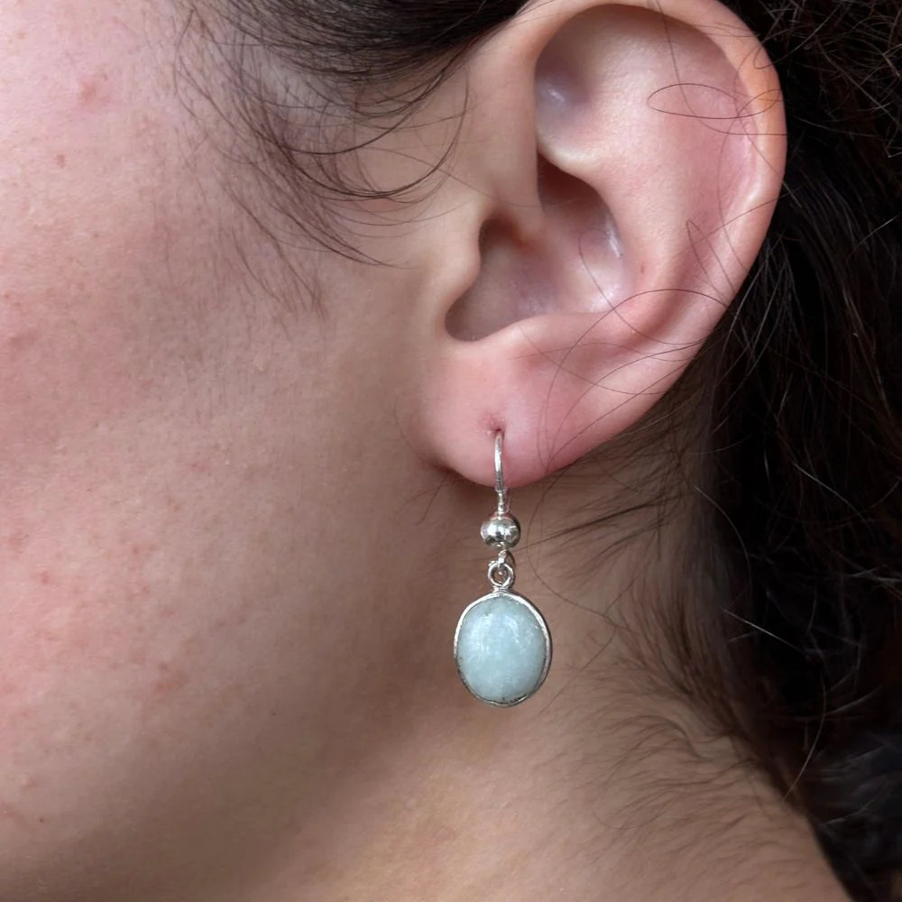 Jade and Sterling Silver Dangle Earrings - Image 2
