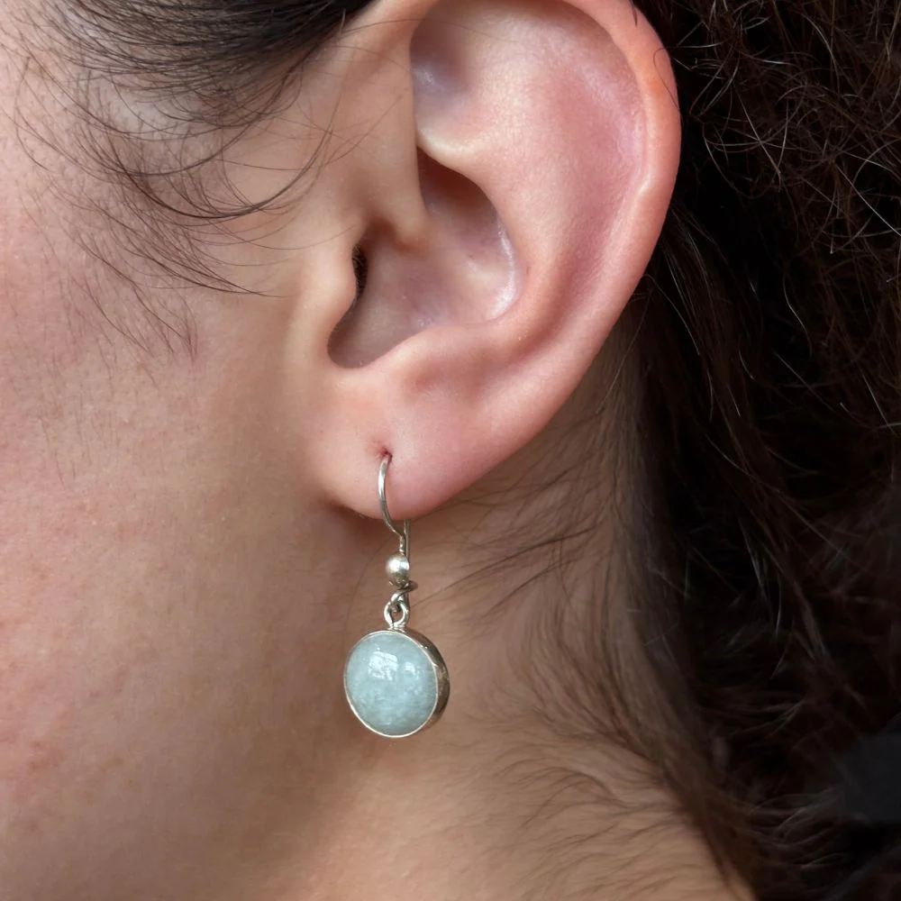Jade and Sterling Silver Dangle Earrings - Image 4