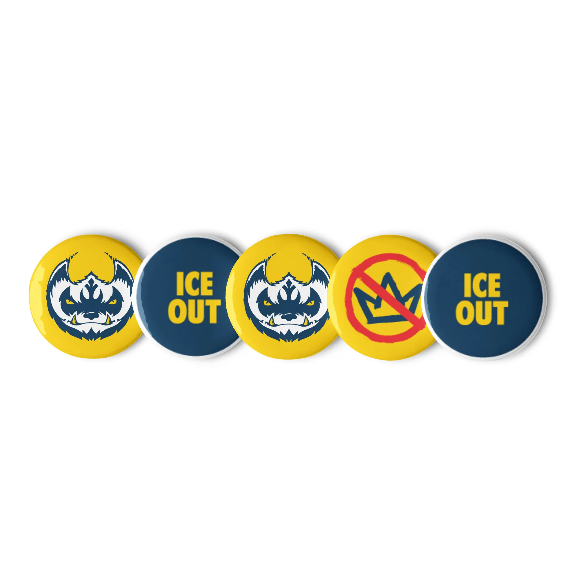 Michigan ICE OUT Set of Pin Buttons
