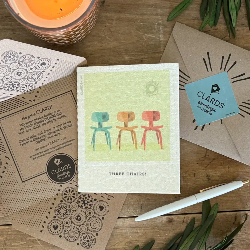 Mid Mod Three Chairs! | Eco Greeting Clards turn to cloths | Soak iT Up - Image 4