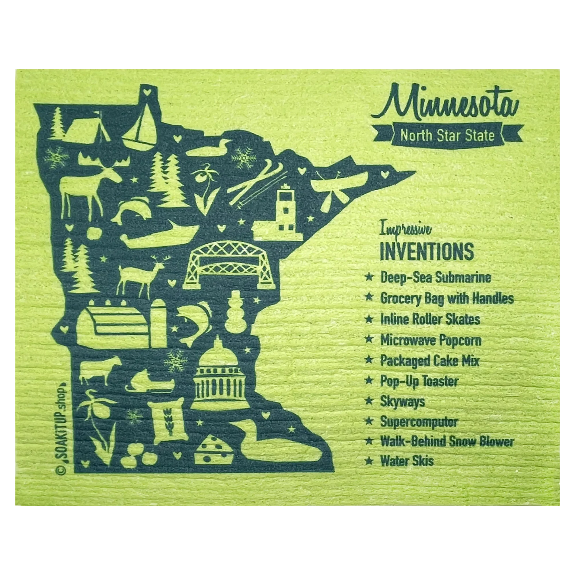Minnesota Inventions Map Swedish Dishcloth - Original MN Eco-friendly Paper Towel Alternative - Image 2