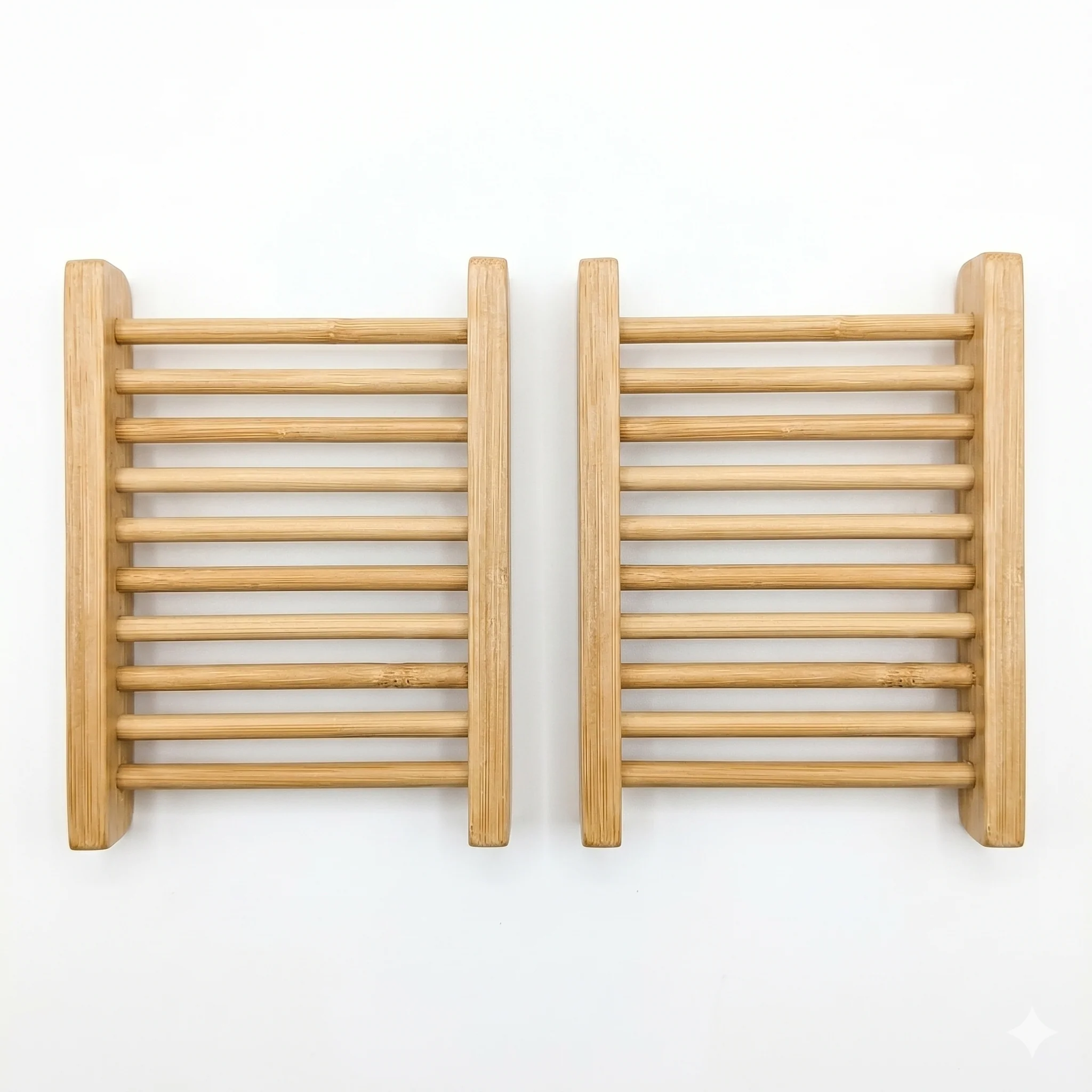2-Pack Natural Bamboo Soap Bar Dish