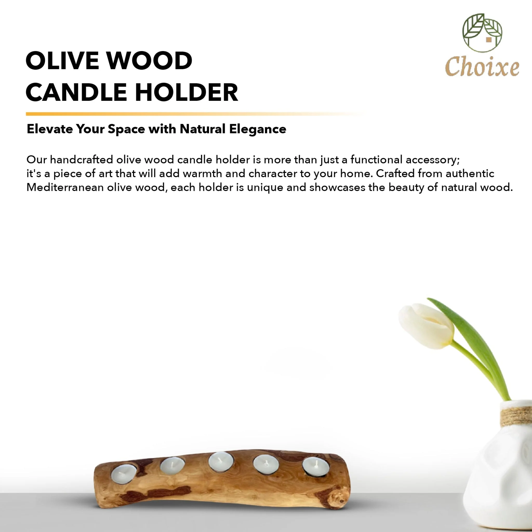 Olive Wood Candle Holder - Image 3
