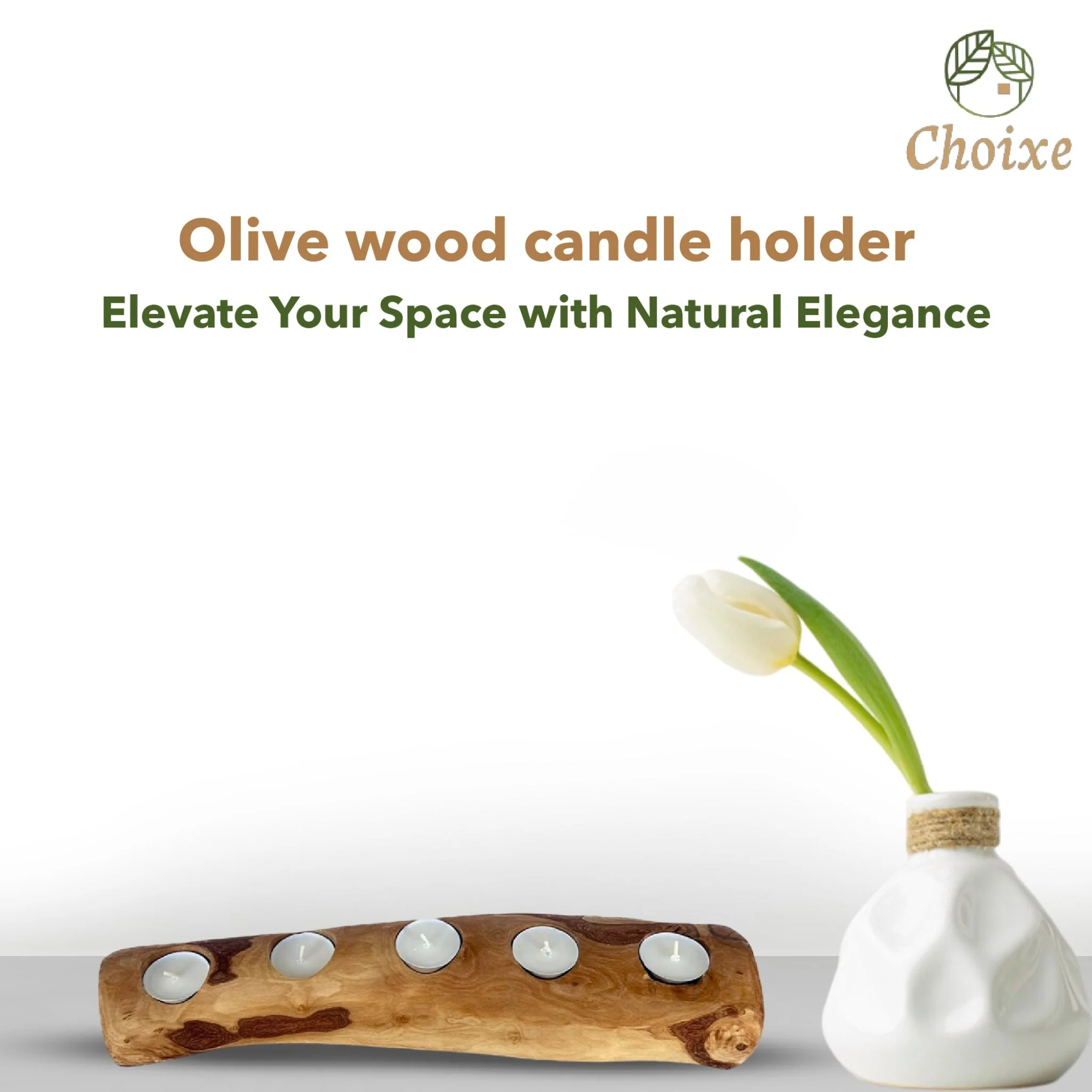Olive Wood Candle Holder - Image 6