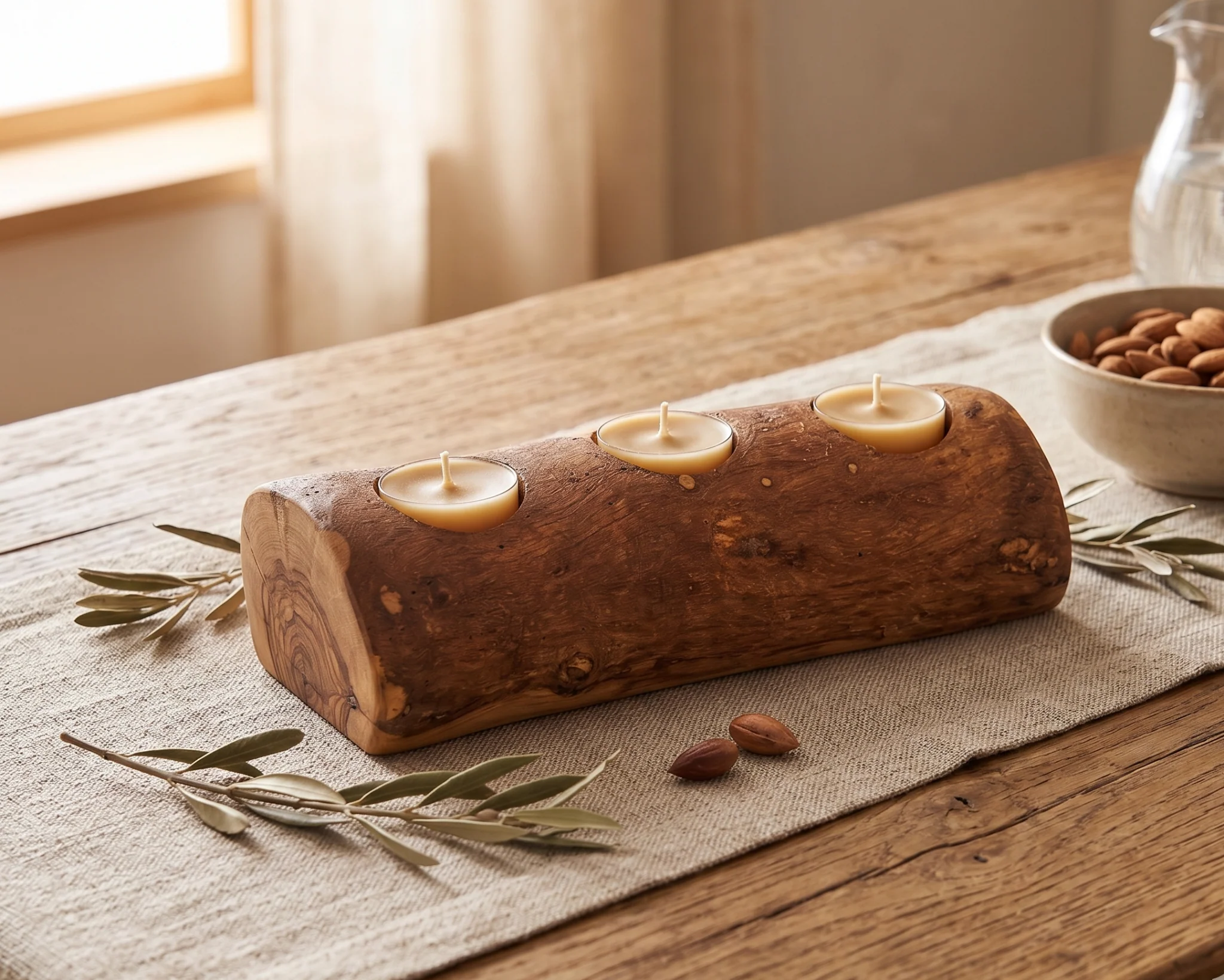 Olive Wood Candle Holder - Image 7