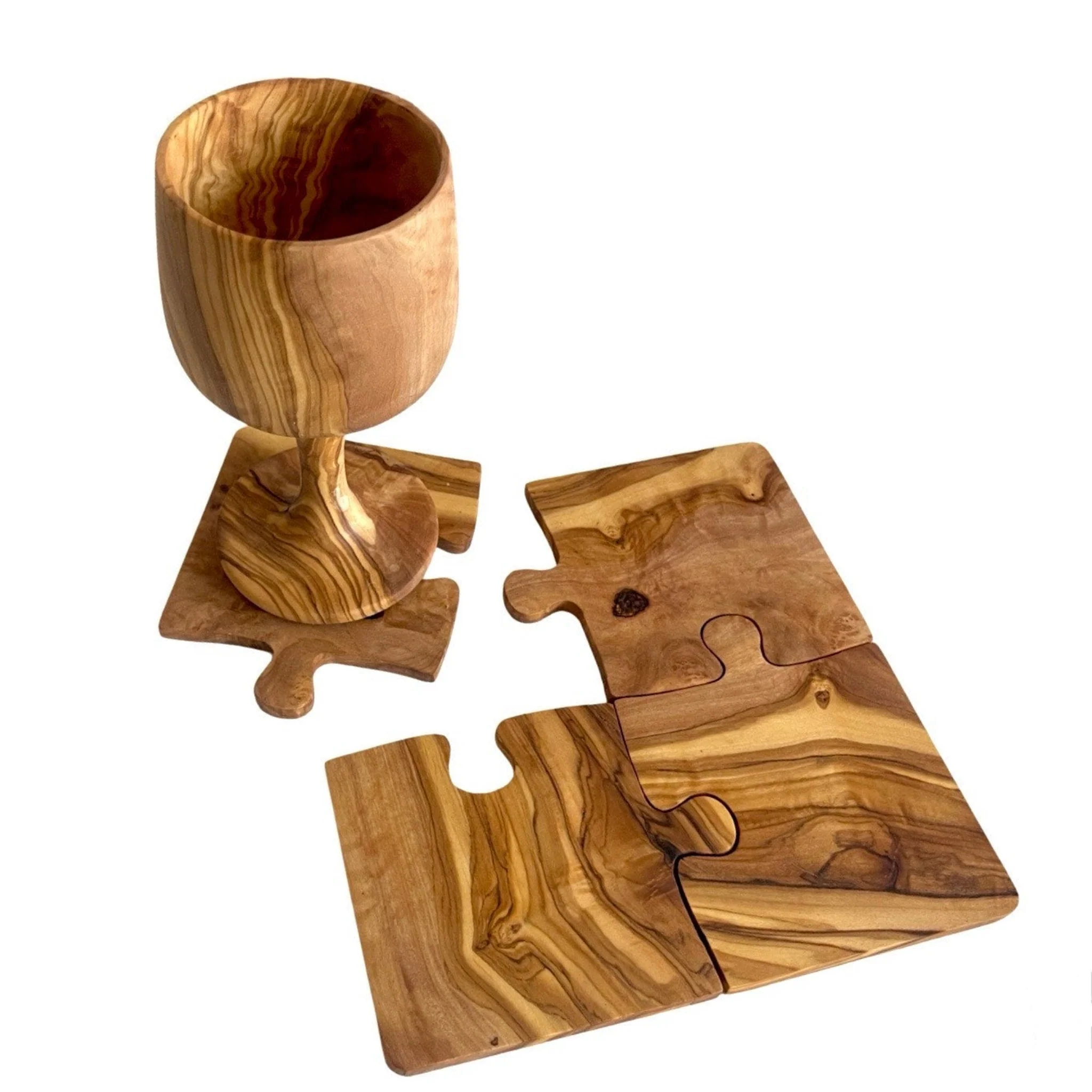 Olive Wood Coaster Puzzle 4-Pcs Set. - Image 2