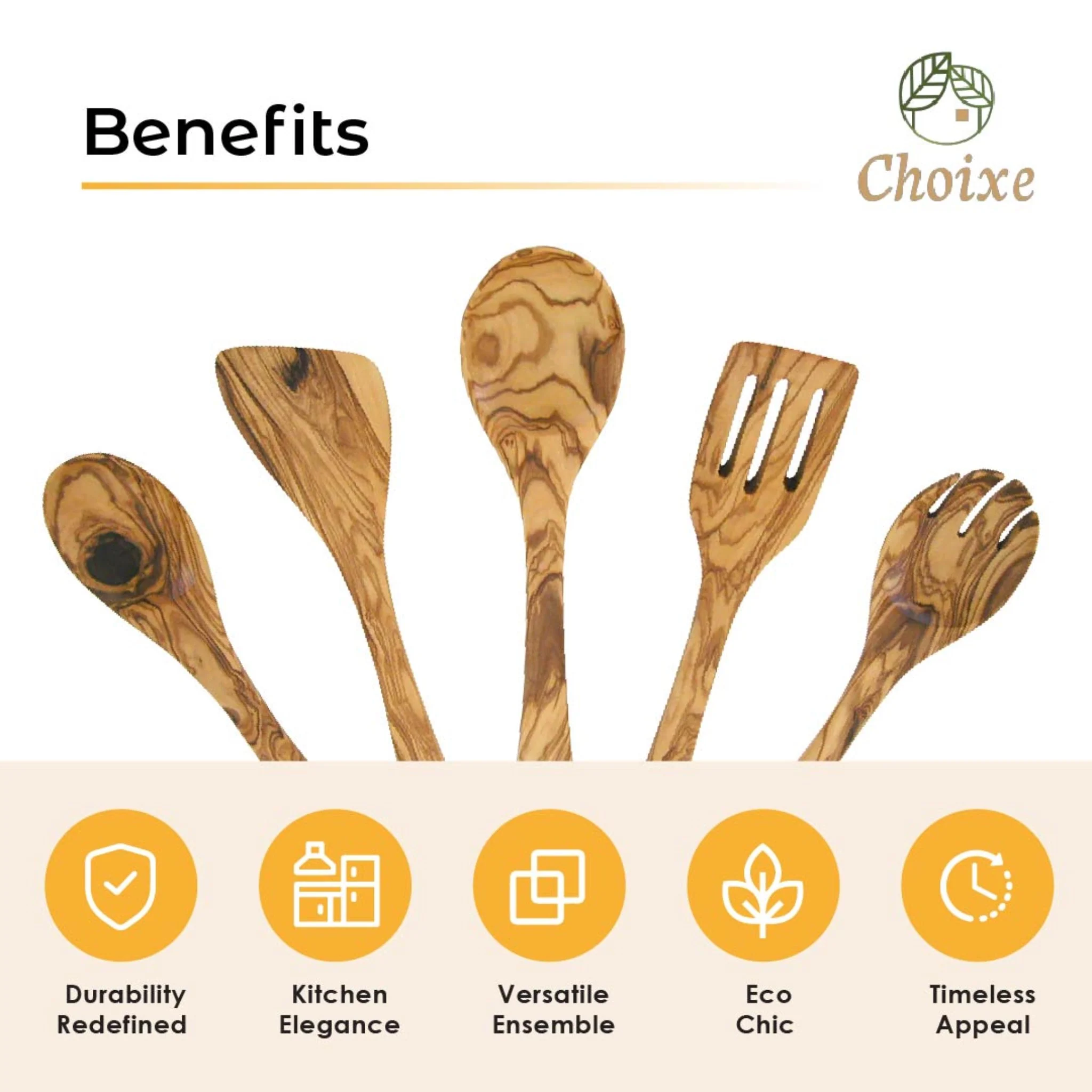 Olive Wood Kitchen Servers Set -5 pcs - Image 5