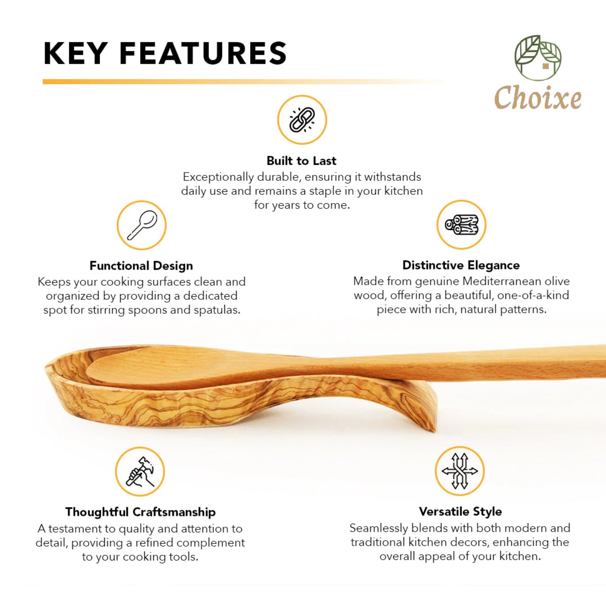 Olive Wood Spoon Rest - Image 3