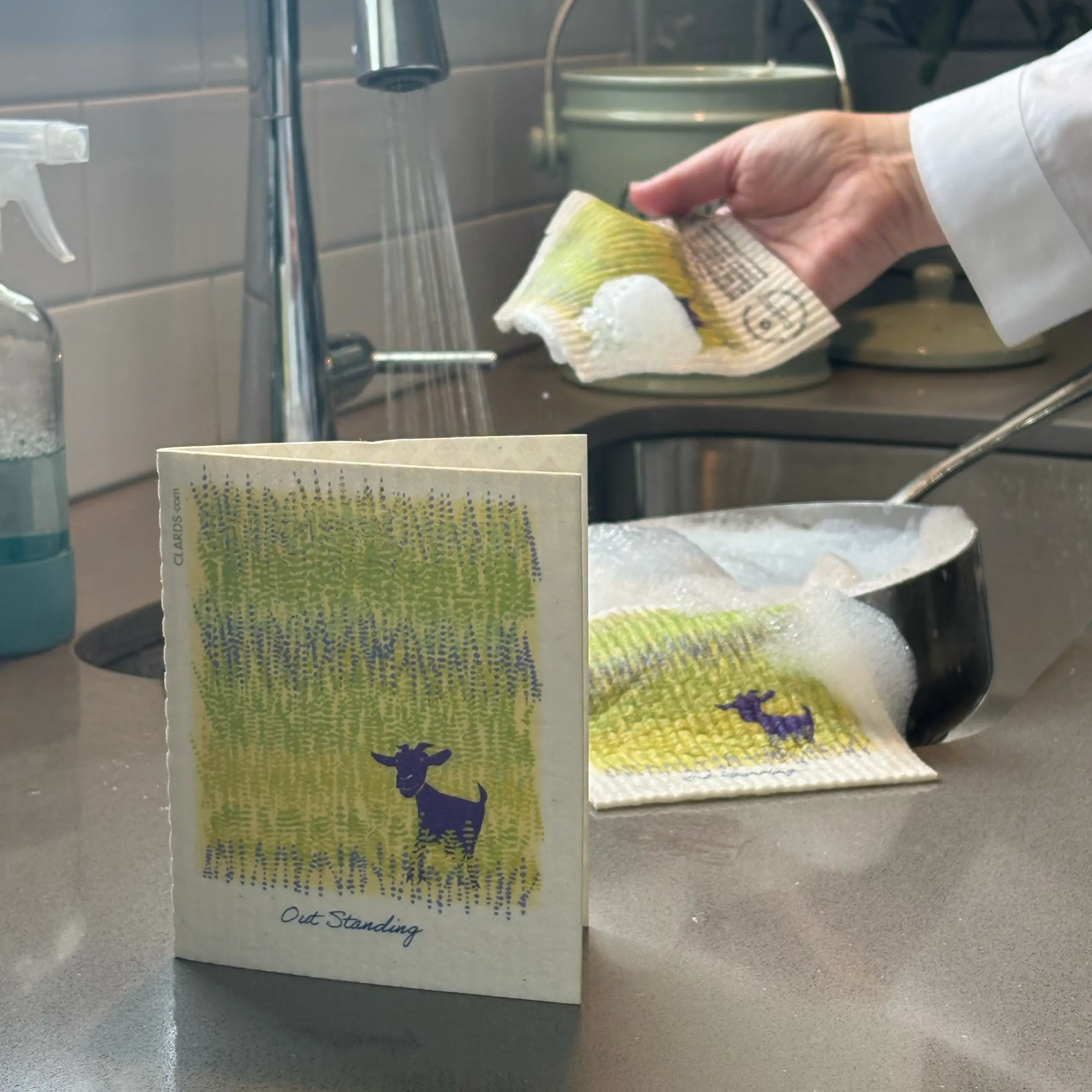 Eco-Greetings Turn Cleaning Cloths-Out Standing Goat | Soak iT Up Clards® - Image 2