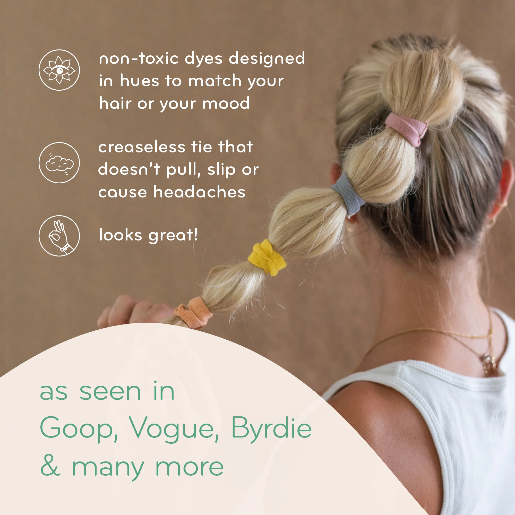 Plastic-free Flat Hair Ties - Black - Image 6
