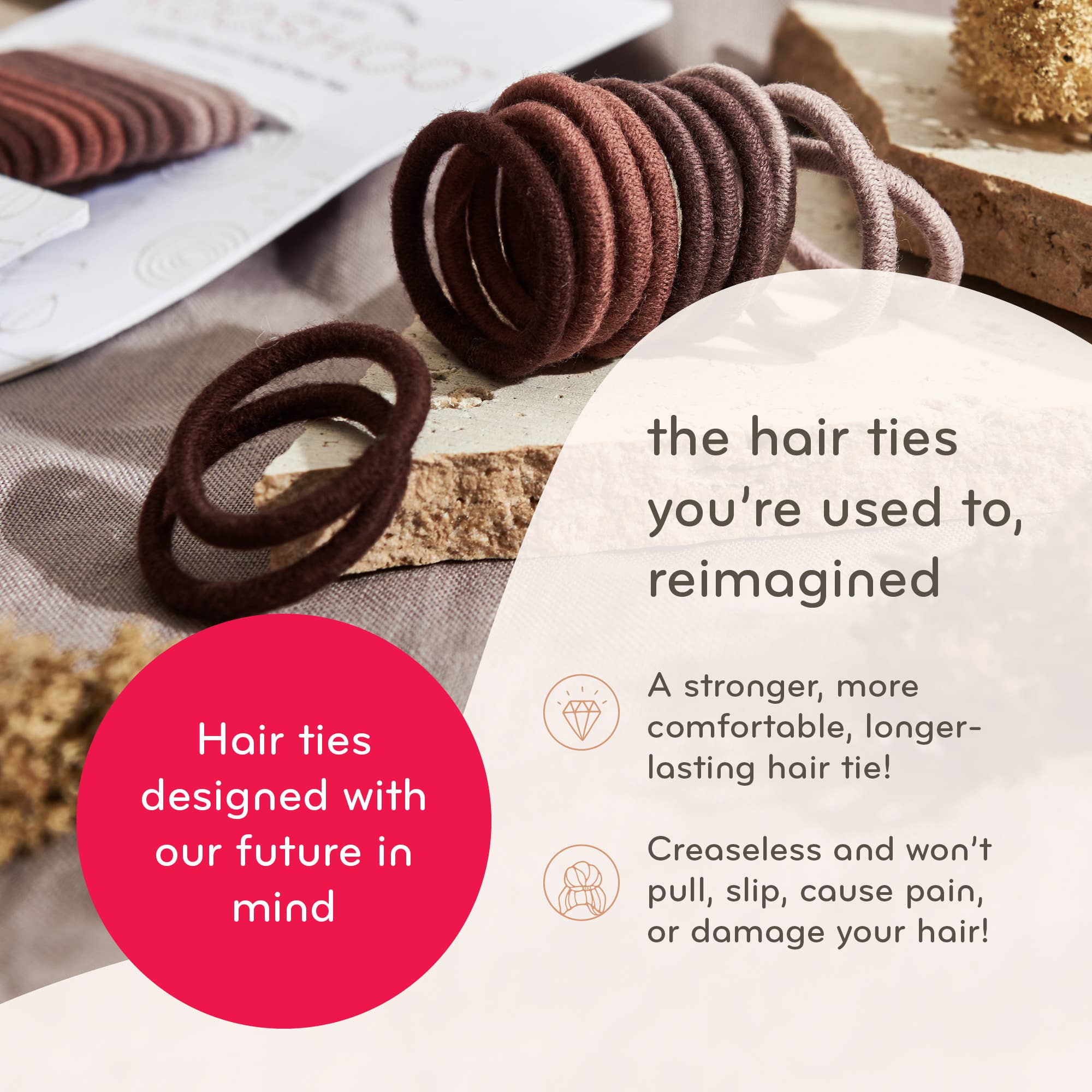 Plastic-free Round Hair Ties - Mini 12-pack - Earth Tints - Image 2