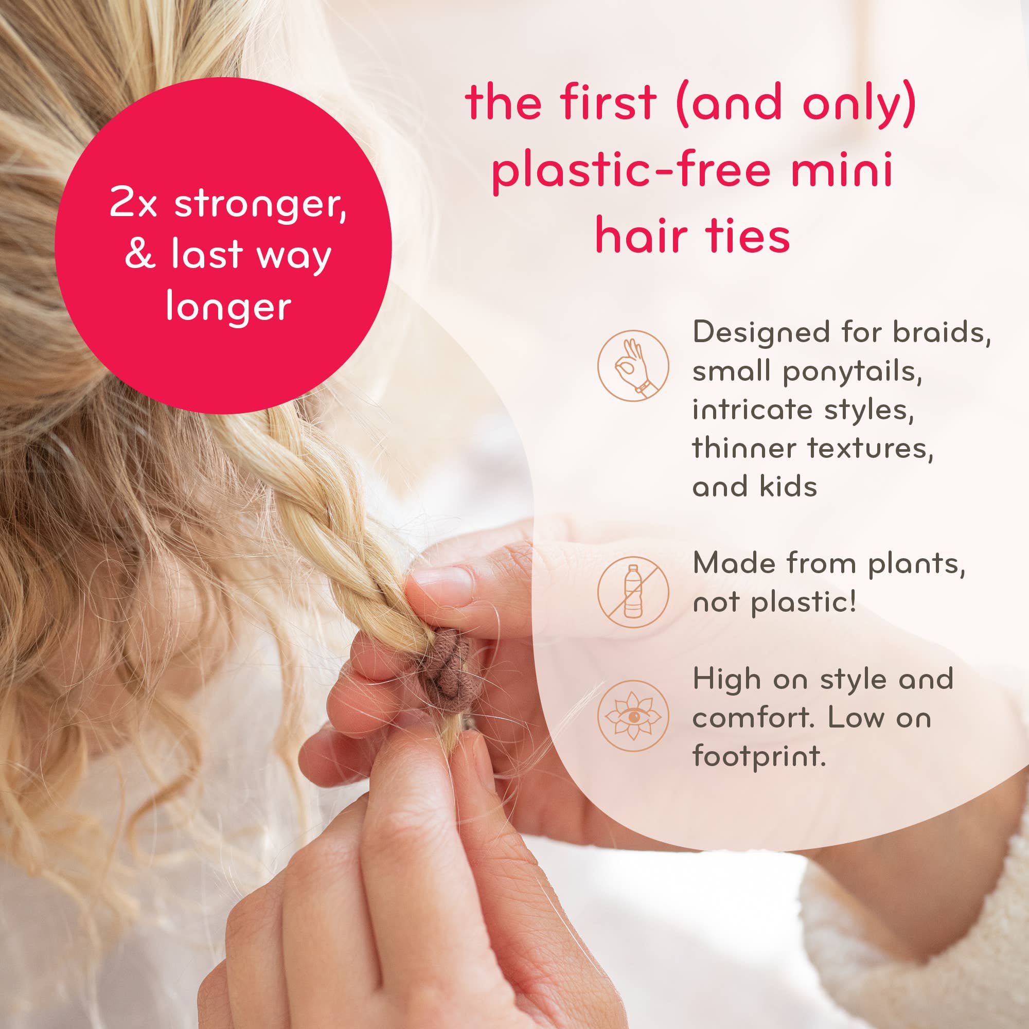 Plastic-free Round Hair Ties - Mini 12-pack - Earth Tints - Image 4