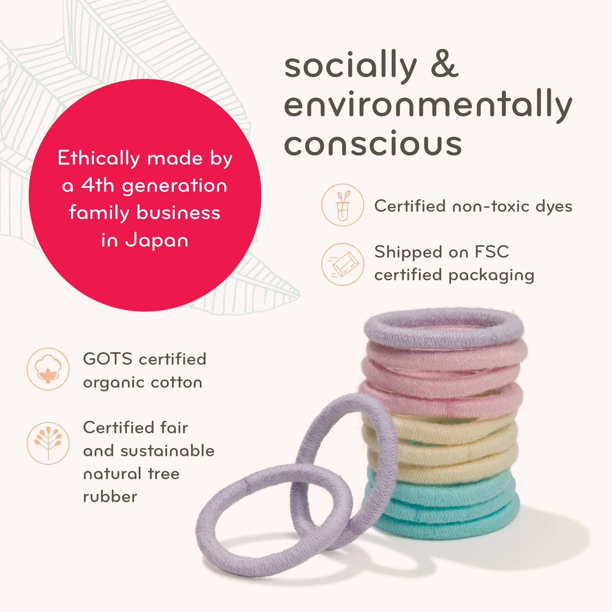 Plastic-free Round Hair Ties - Mini 12-pack - Earth Tints - Image 6
