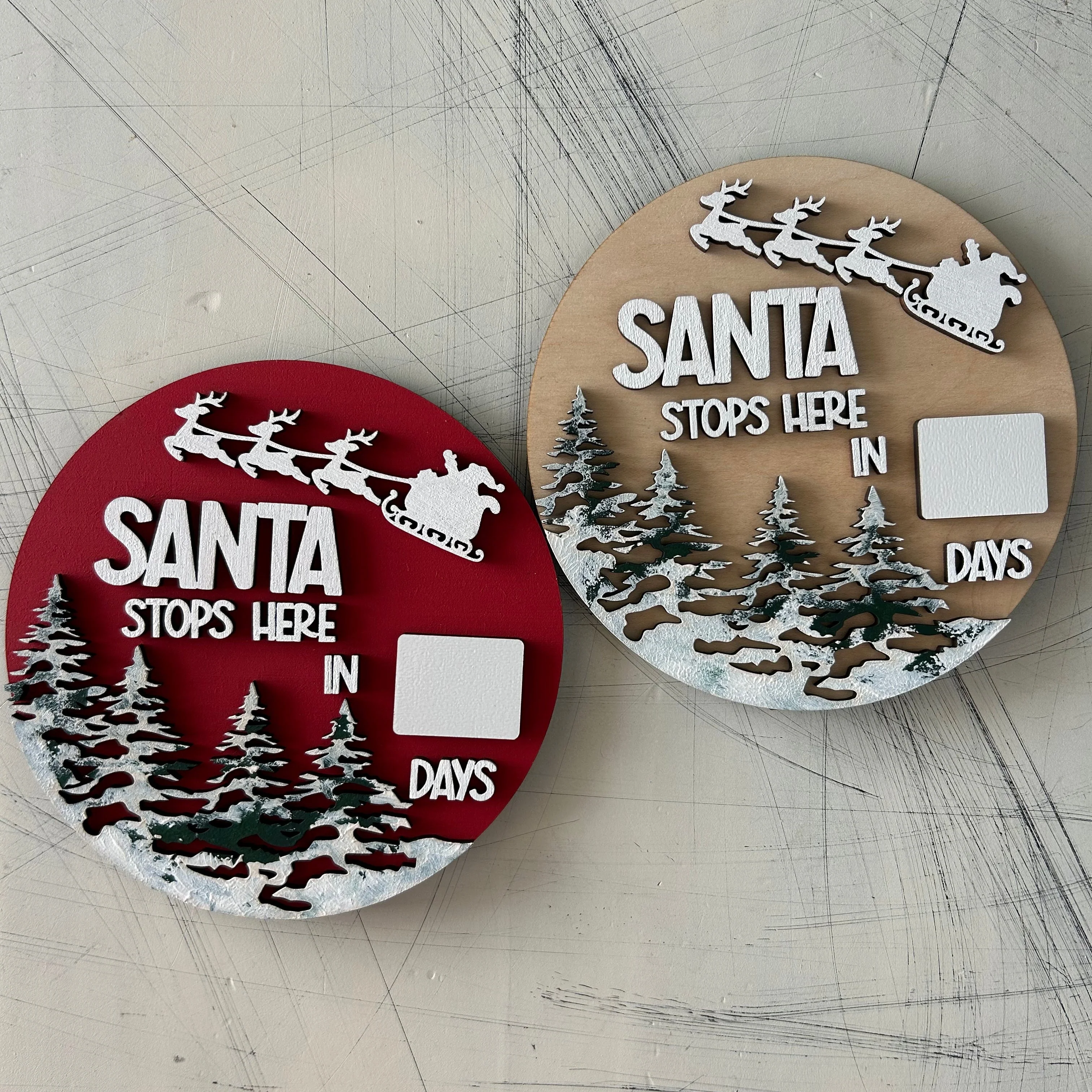 Santa stops here - dry erase Christmas Countdown Sign