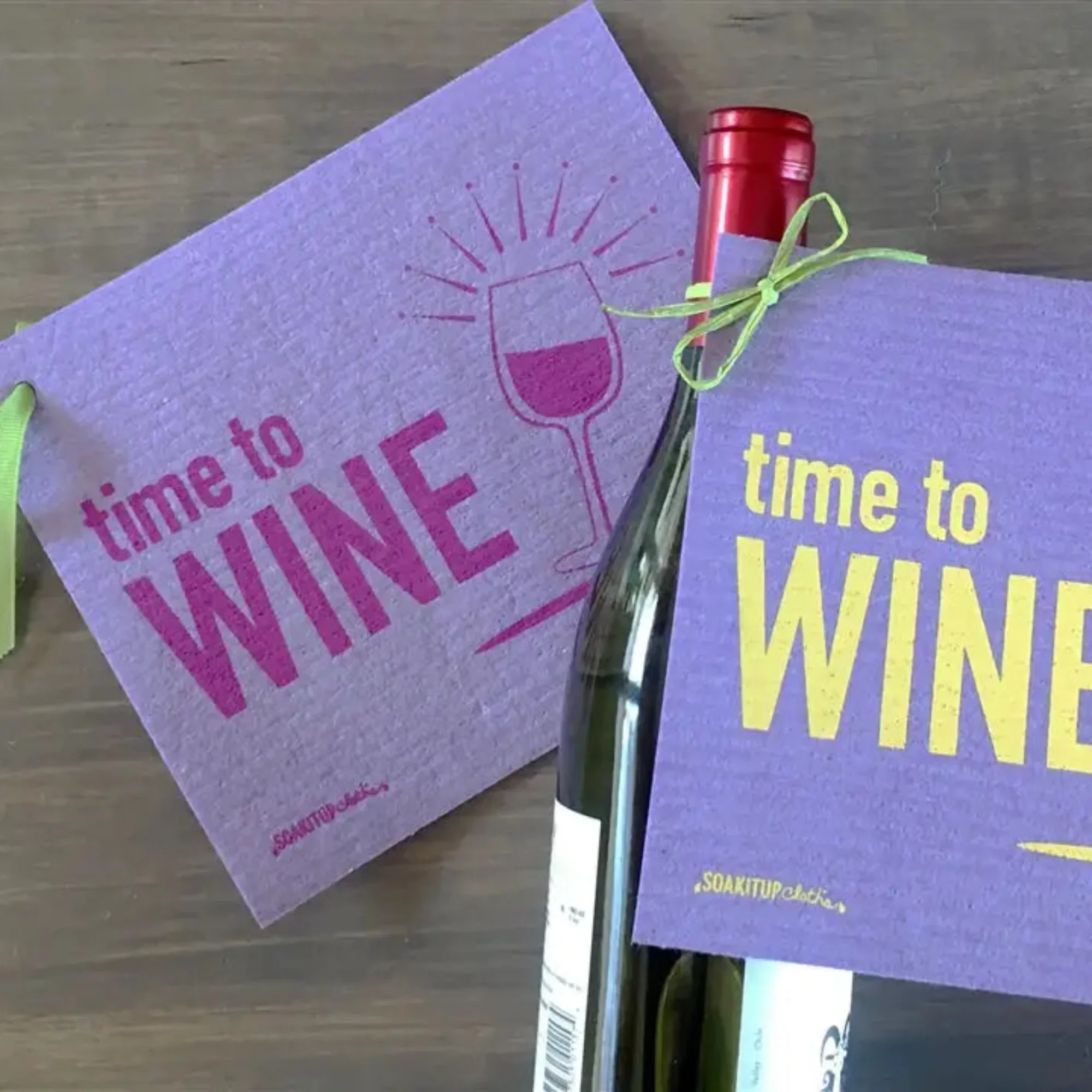 Time to Wine Red Wine Lover | Eco-friendly Swedish Dishcloth- Soak iT Up - Image 2