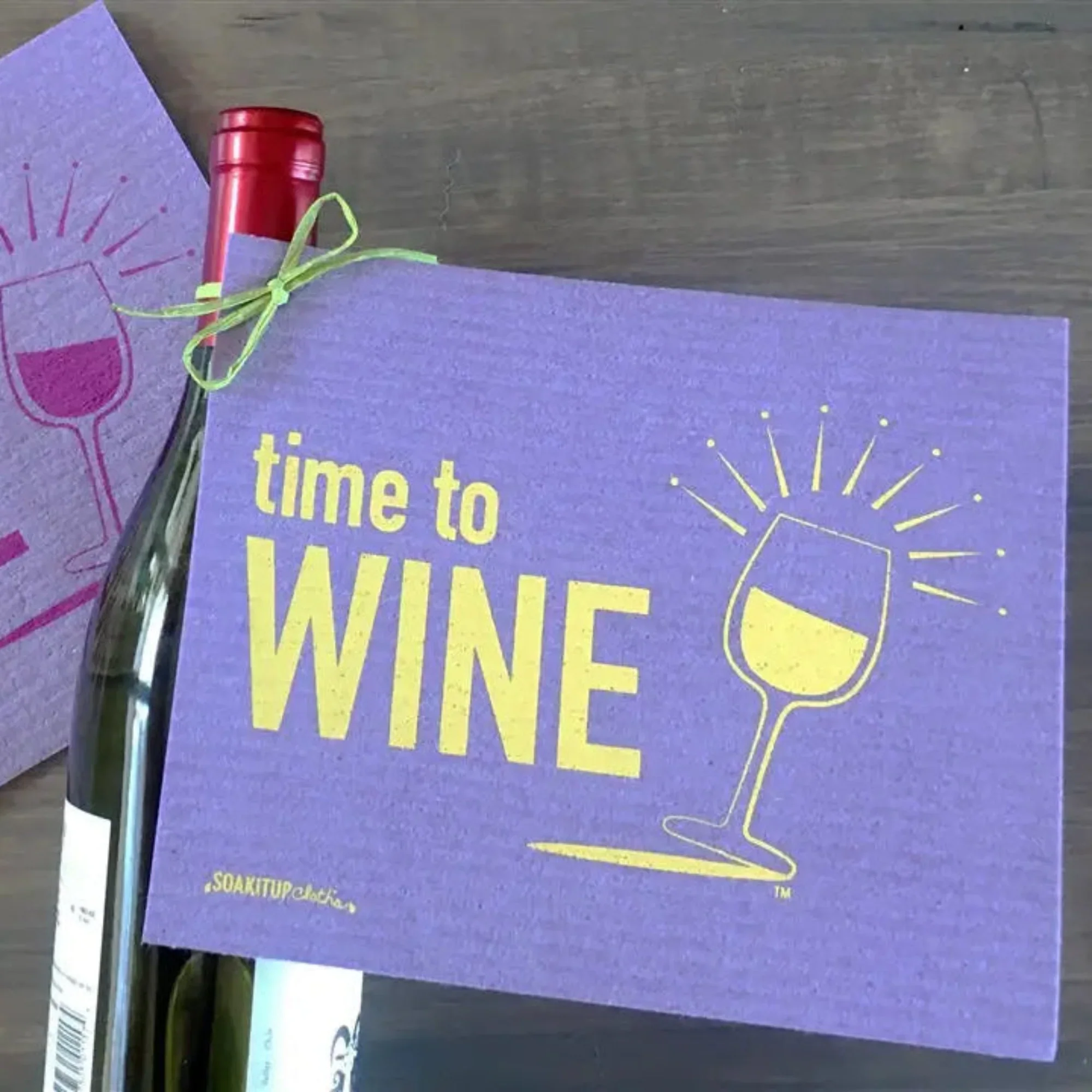 Time to Wine White Wine Lover | Eco-friendly Swedish Dishcloth- Soak iT Up - Image 2