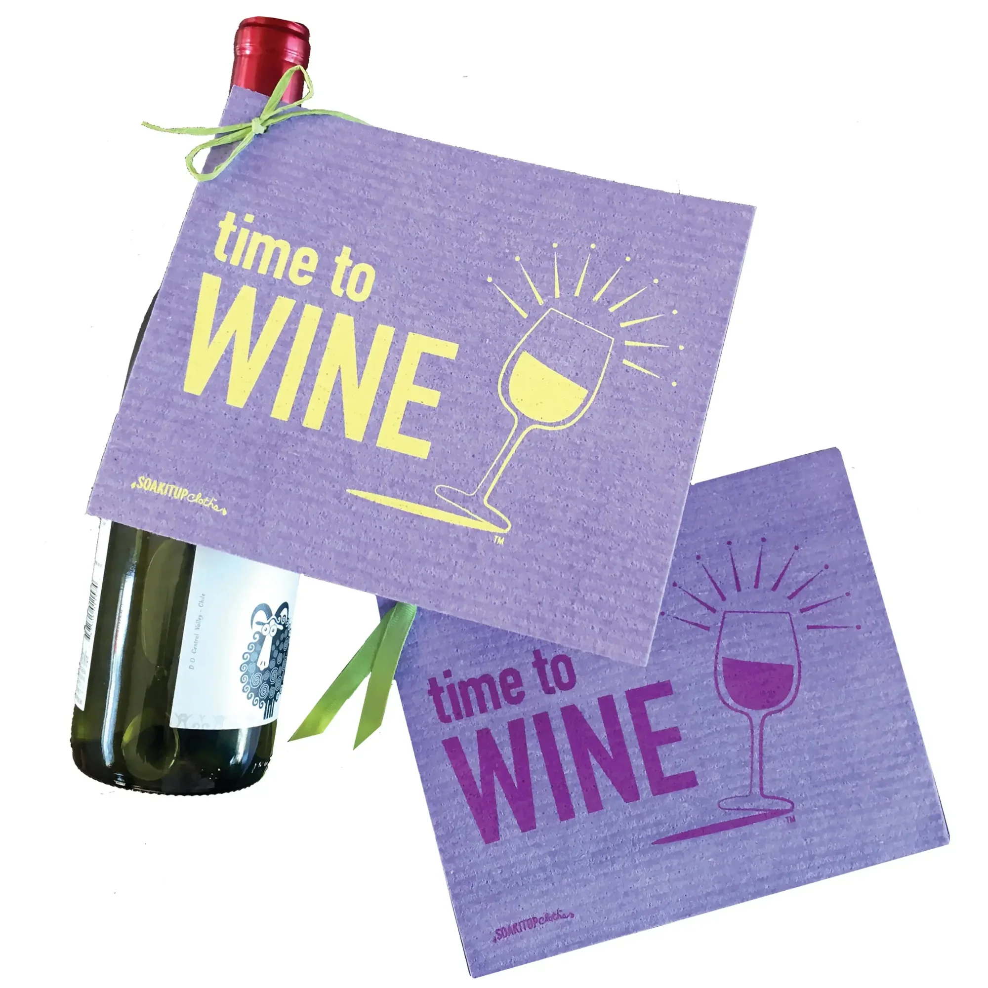 Time to Wine White Wine Lover | Eco-friendly Swedish Dishcloth- Soak iT Up - Image 3