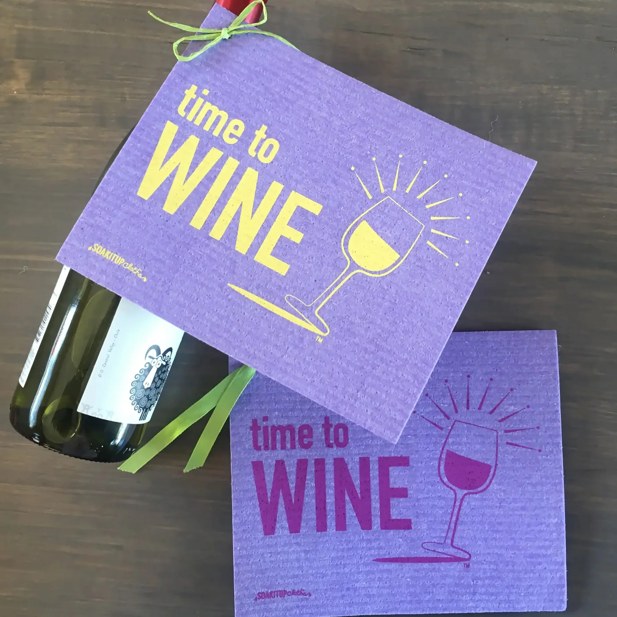 Time to Wine White Wine Lover | Eco-friendly Swedish Dishcloth- Soak iT Up - Image 4