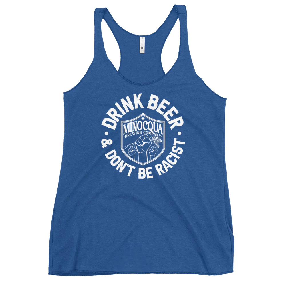"Drink Beer and Don't Be Racist" Fitted Racerback Tank - Image 5