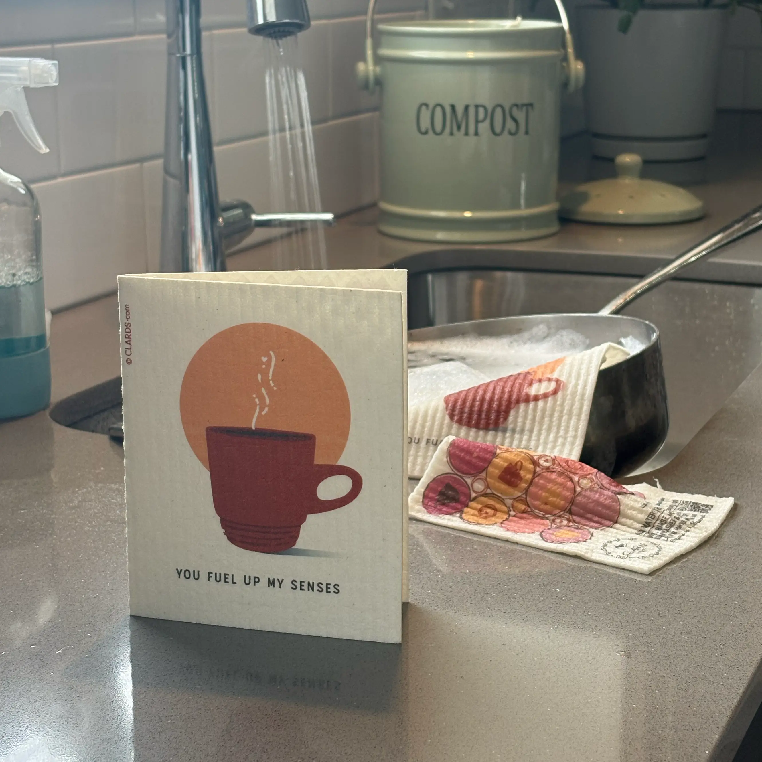 You Fuel Up My Senses Greeting Card Turns Swedish Sponge Cloth | Soak iT Up Clard® - Image 2