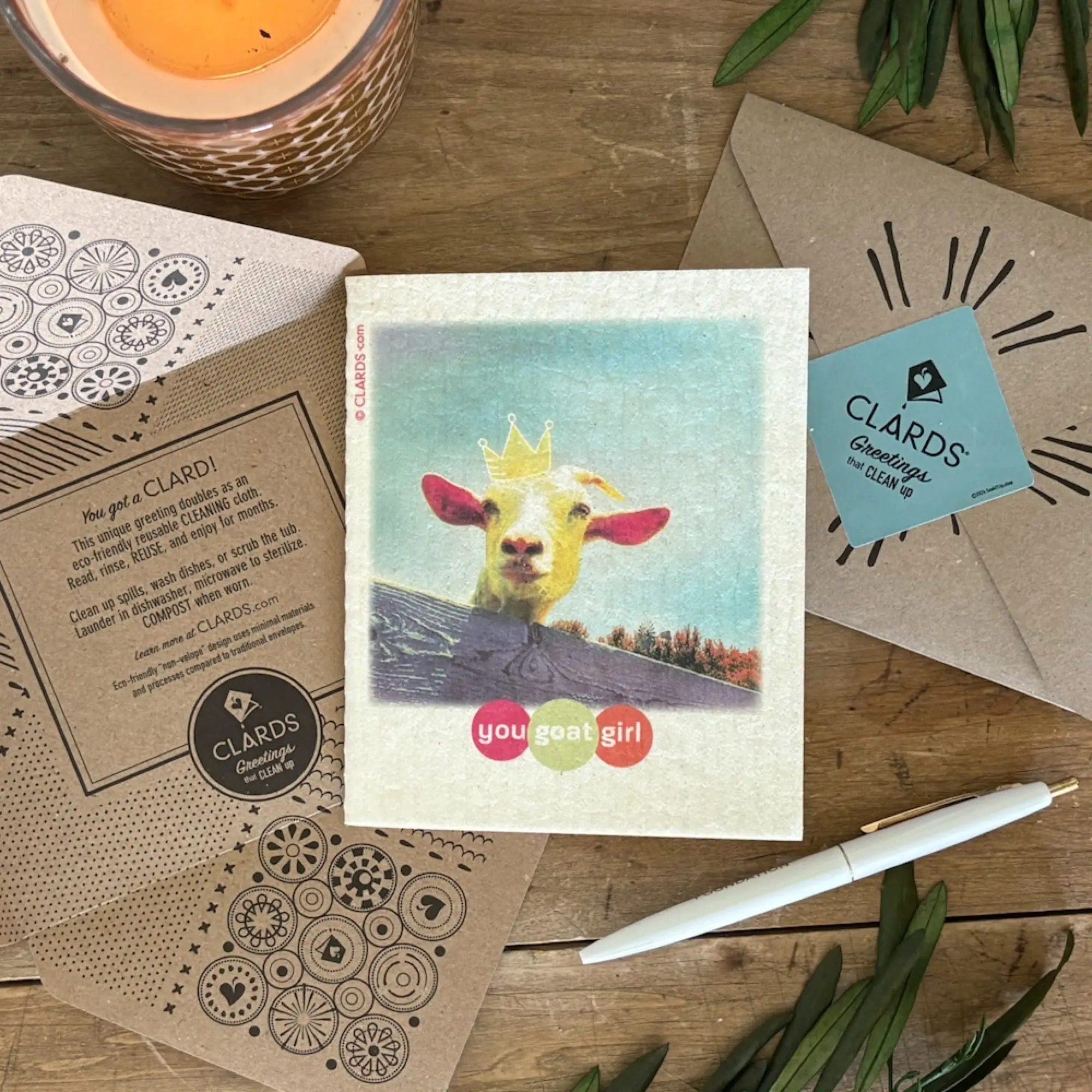 You GOat Girl Greeting Card Turns Into a Swedish Sponge Cloth | Soak iT Up Clard® - Image 4
