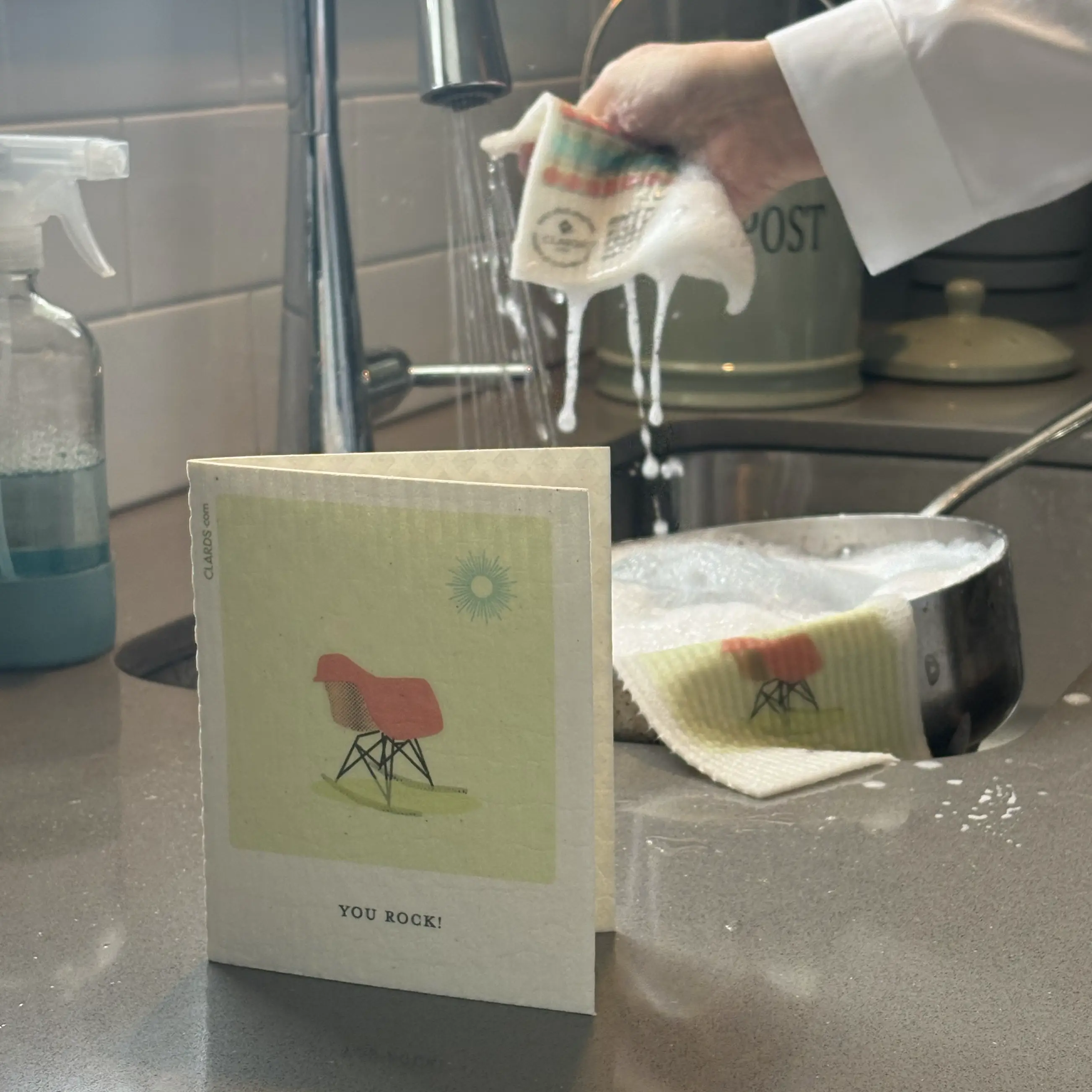 Eco-Greetings Turn Cleaning Cloths-You Rock! Mid-mod Rocker | Soak iT Up Clards® - Image 2