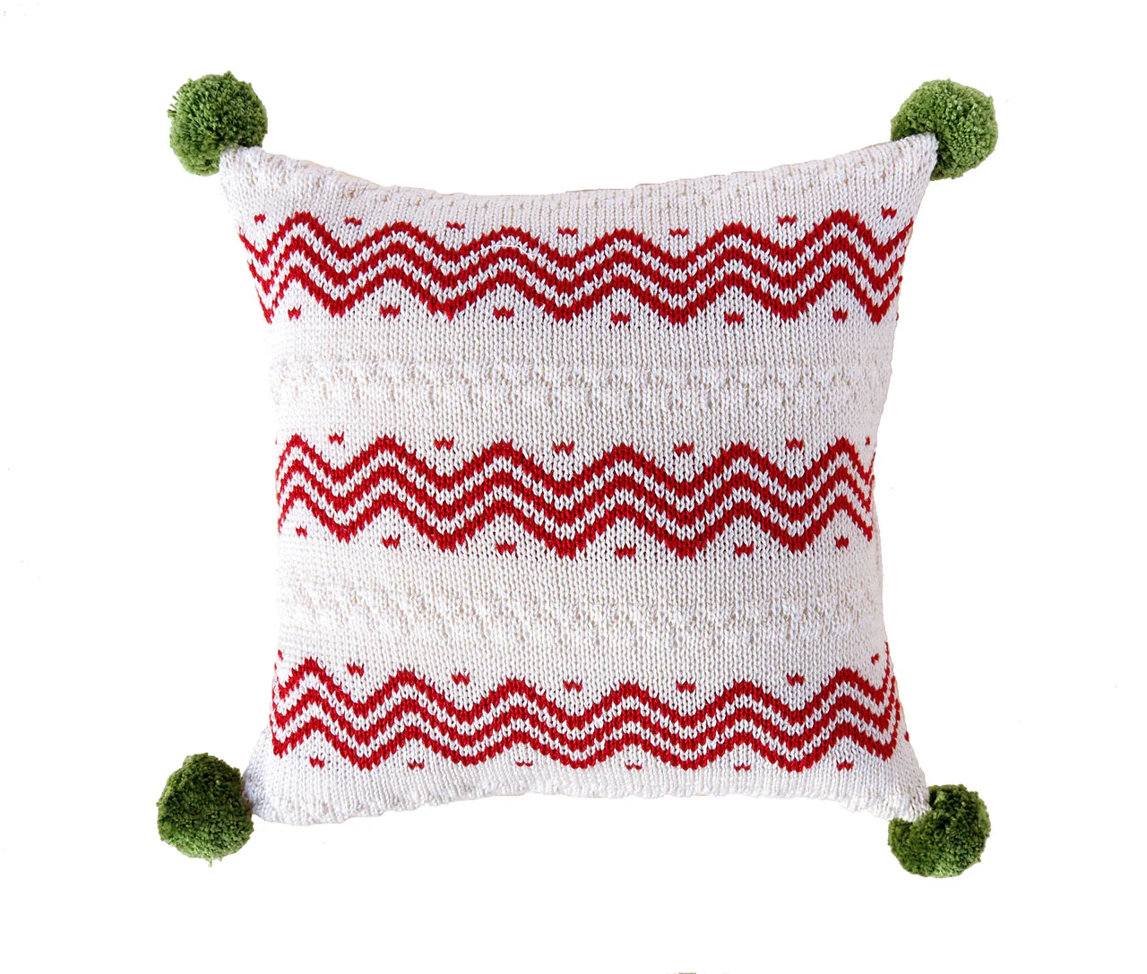 Zig Zag Stripe 10" Pillow, Ecru/Red